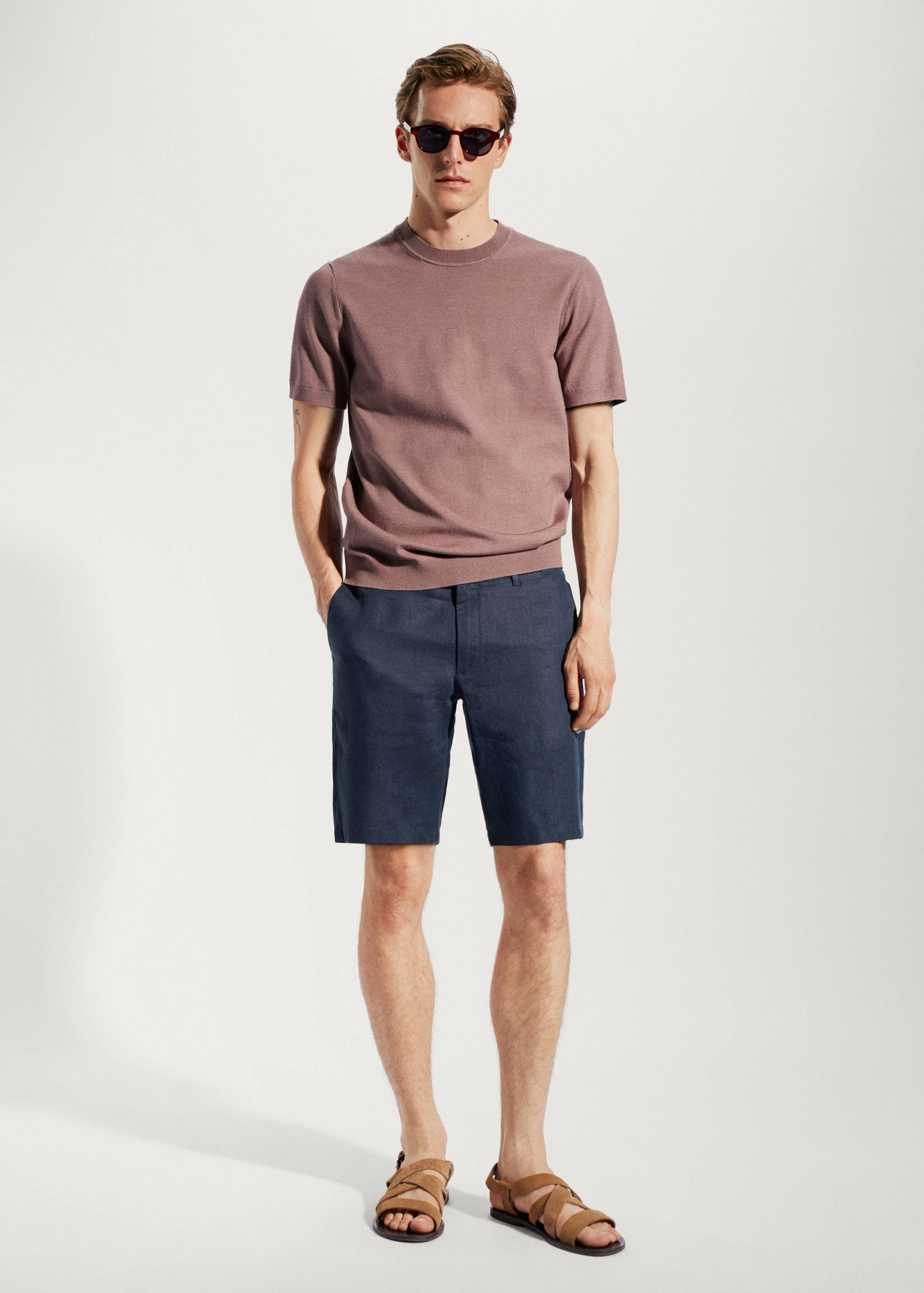 100% linen bermuda shorts - General plane