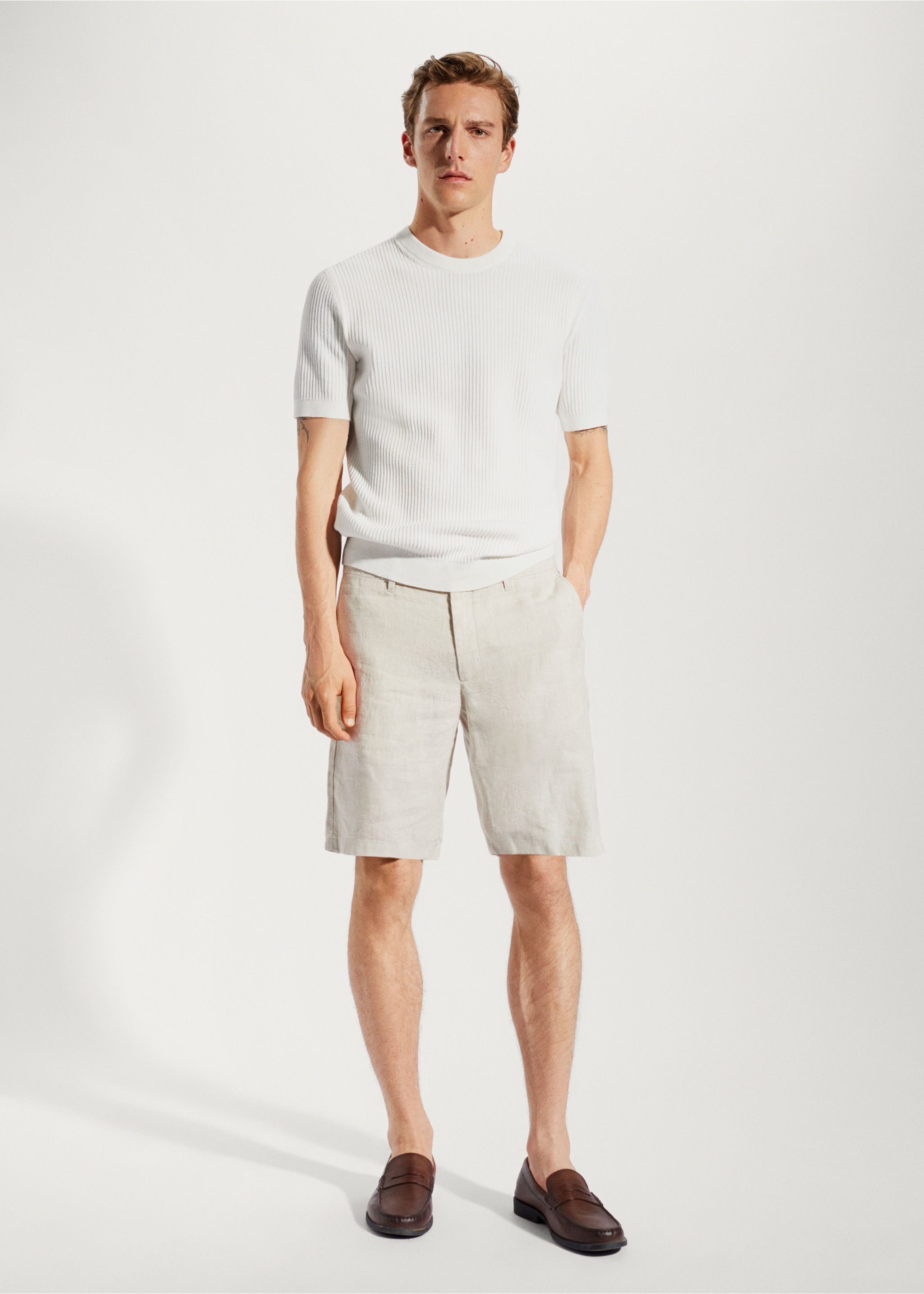 100% linen bermuda shorts - General plane