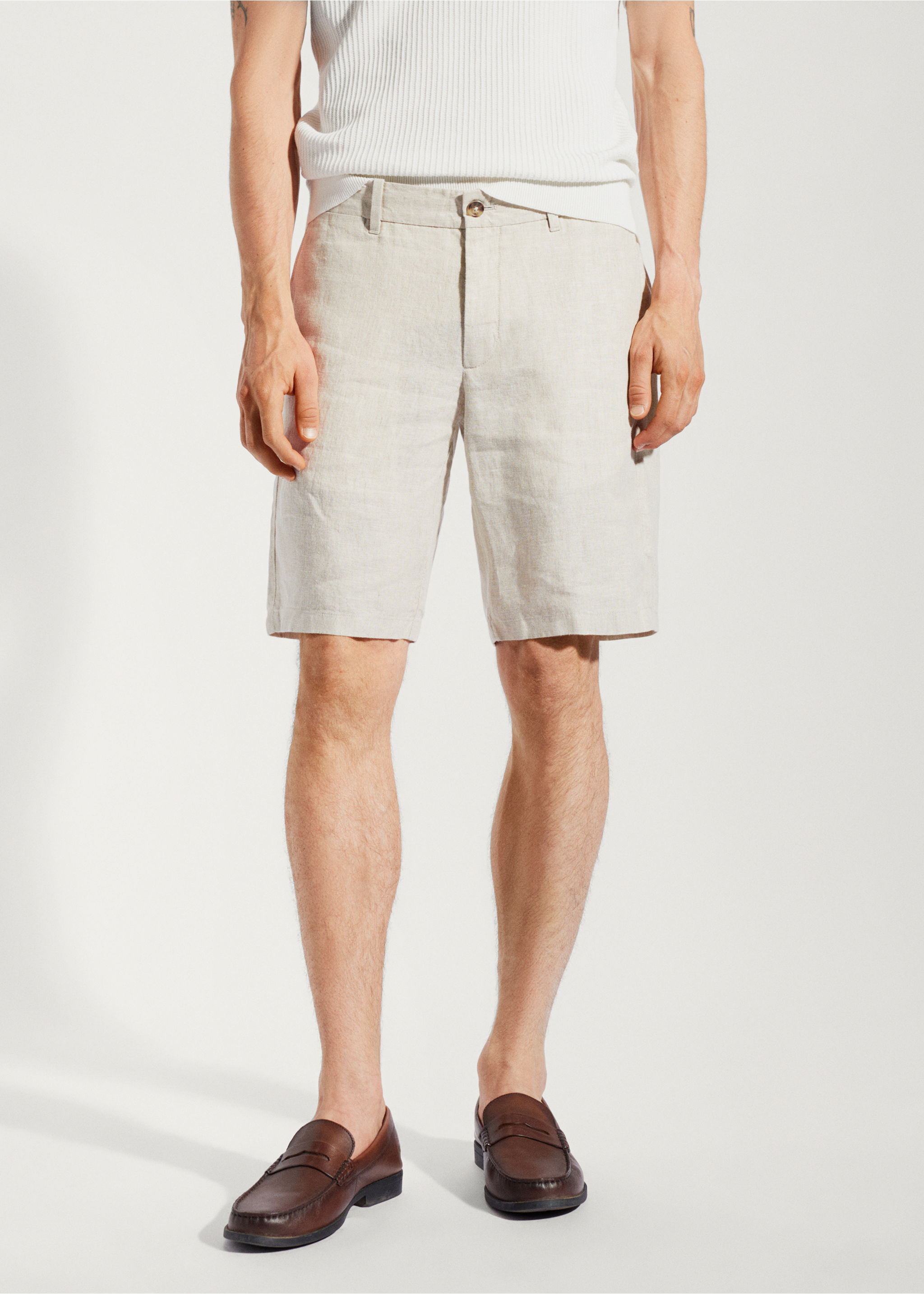 100% linen bermuda shorts - Medium plane