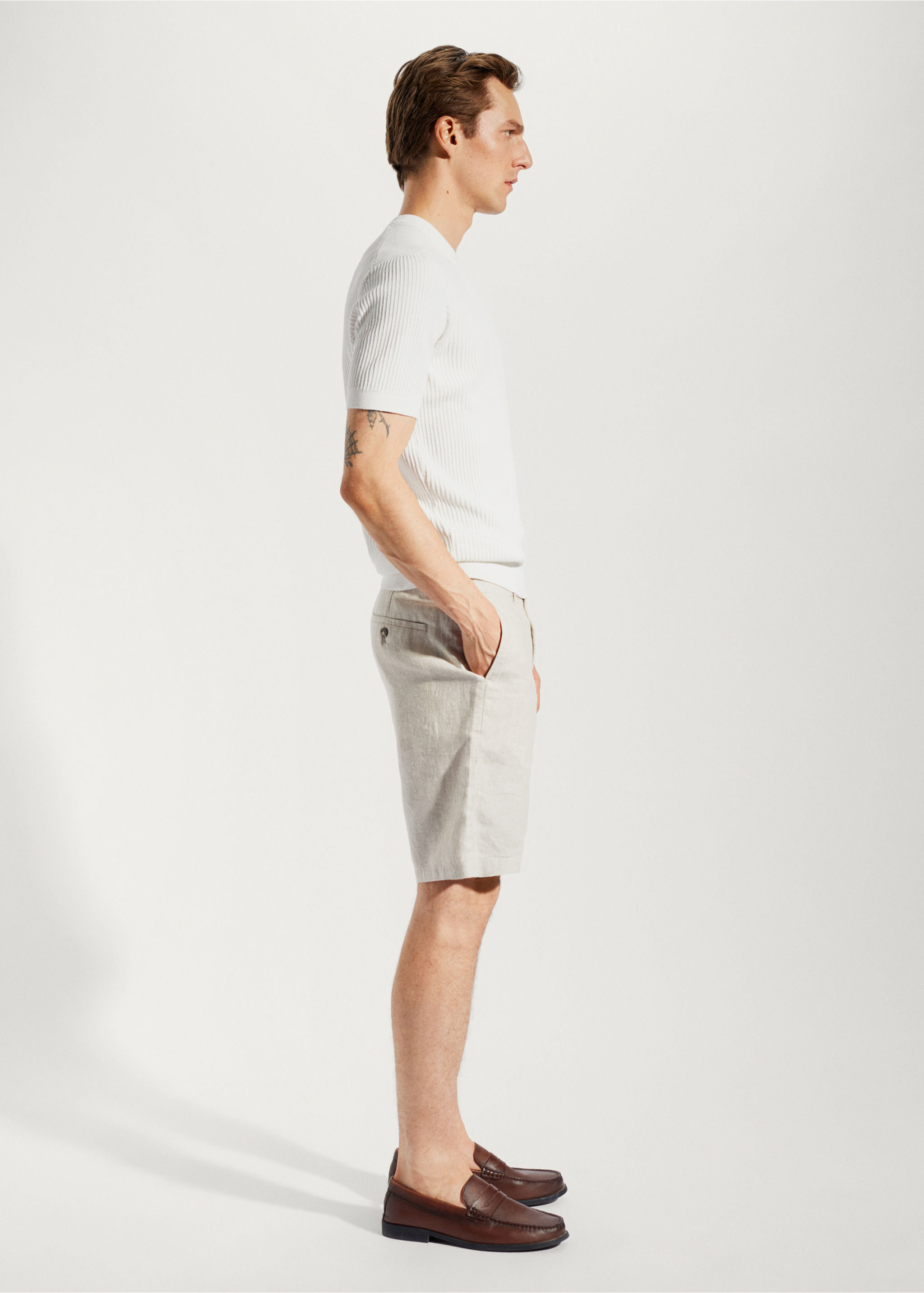 100% linen bermuda shorts - Details of the article 4