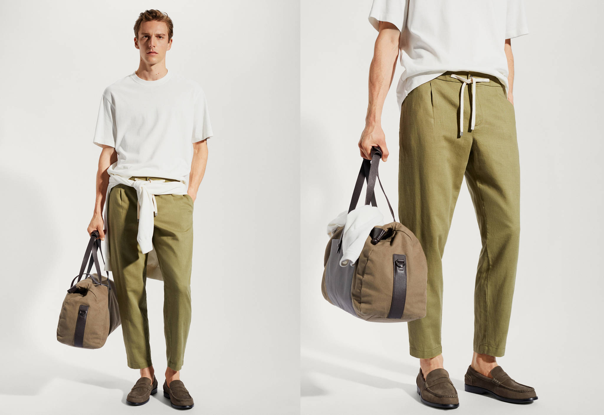 Slim-fit trousers with drawstring - Panoramic plane