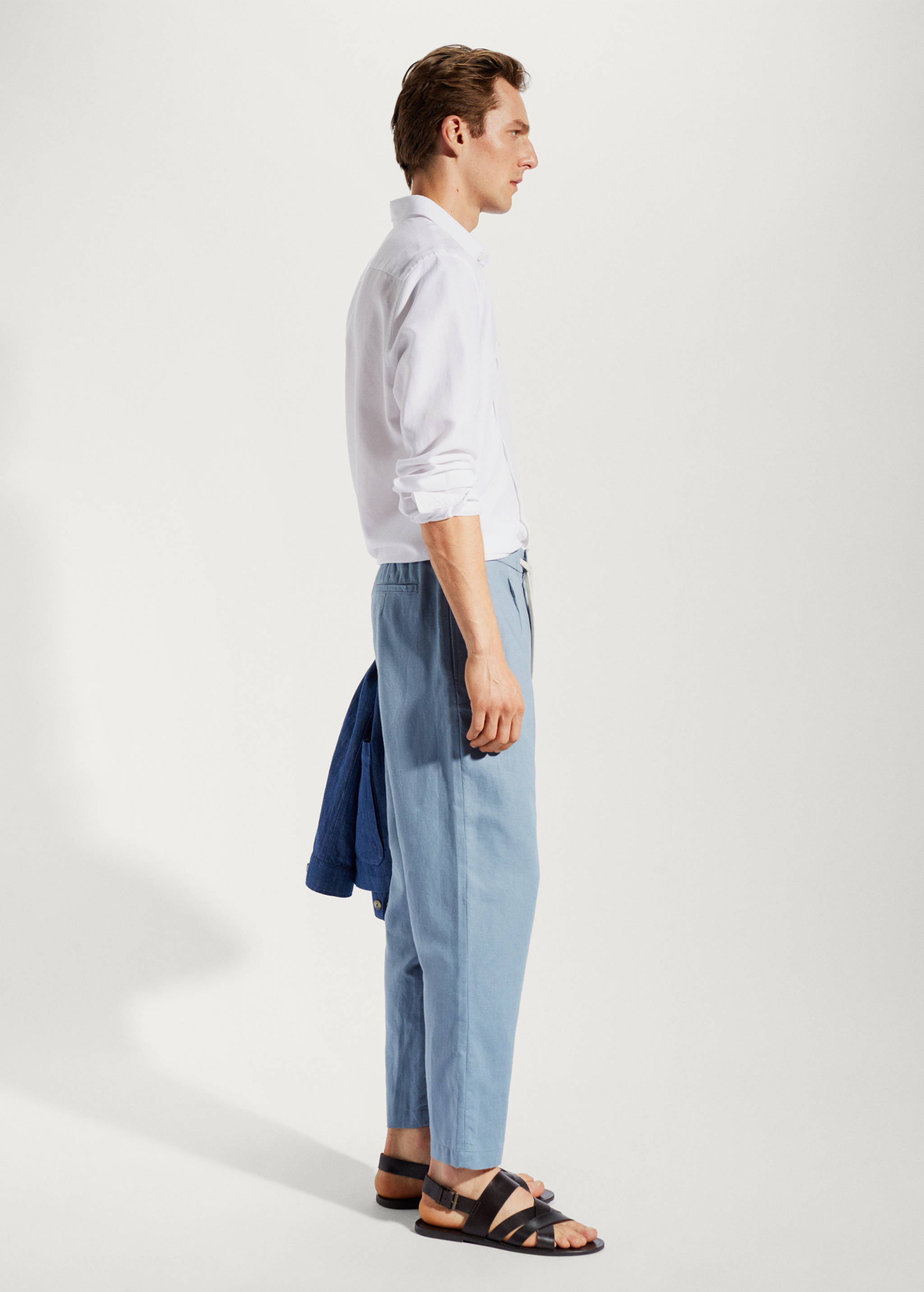 Slim Fit-Leinenhose mit Kordel - Detail des Artikels 4