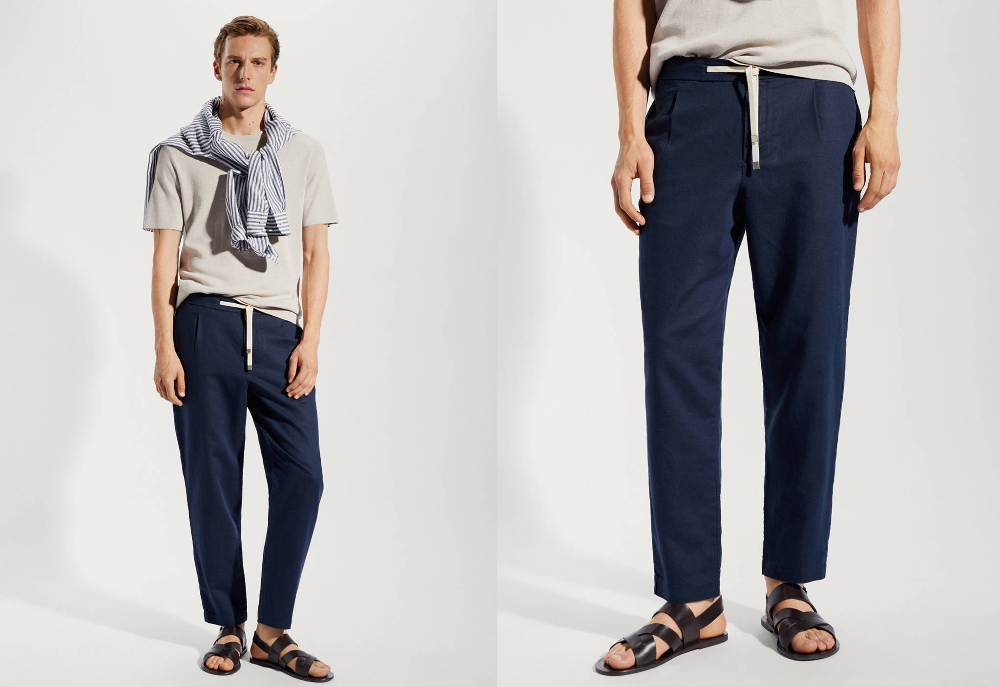 Slim-fit trousers with drawstring - Panoramic plane