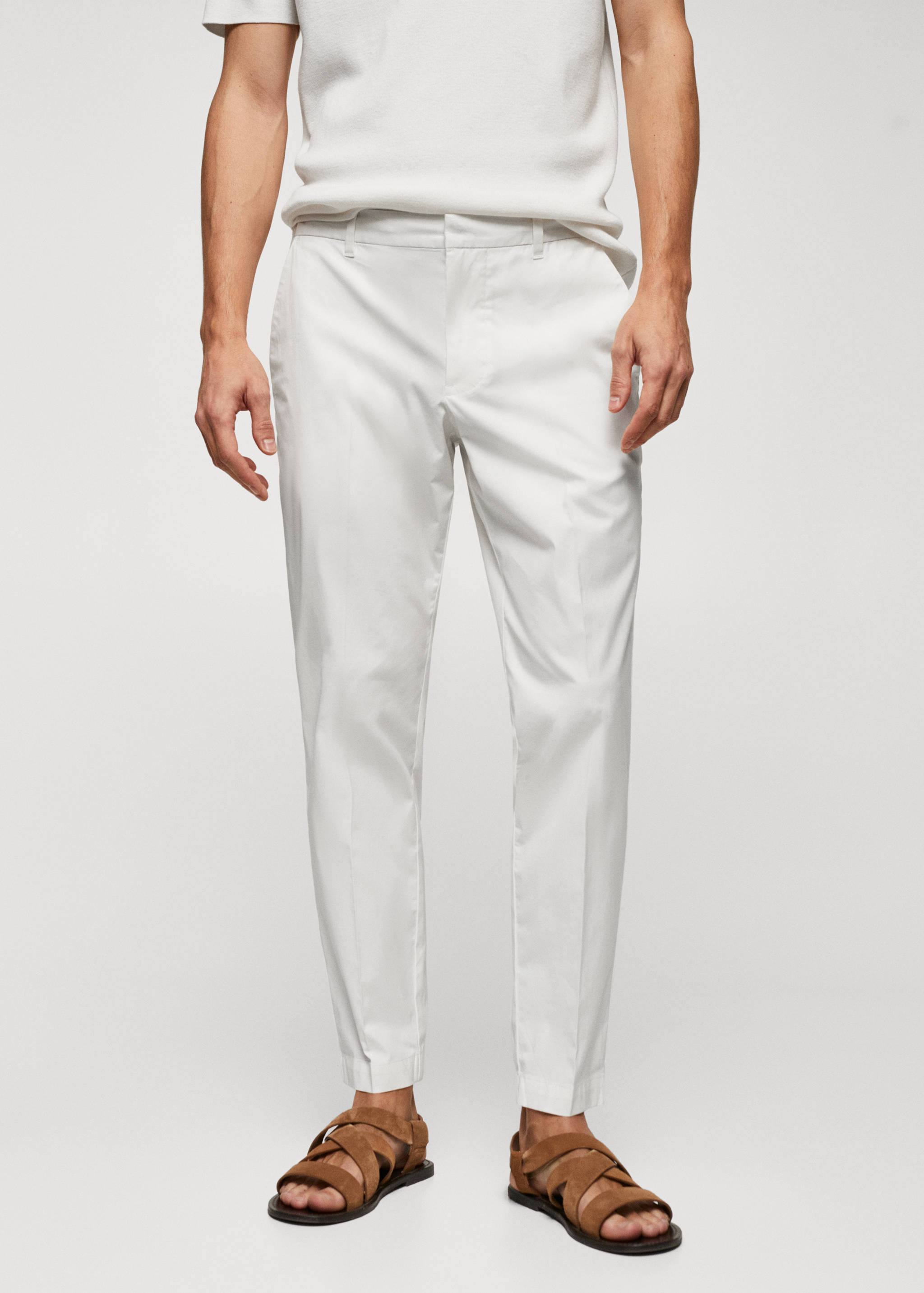 Slim-fit cotton trousers - Medium plane