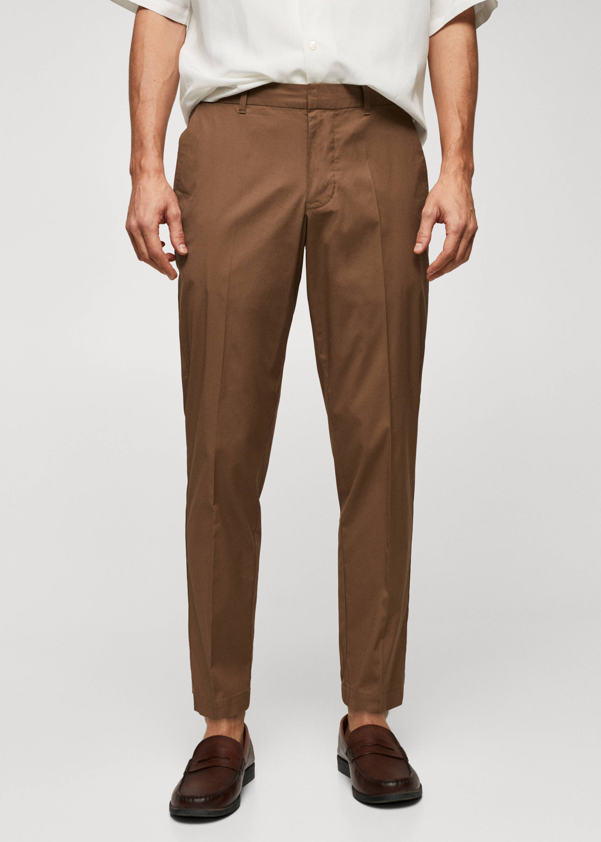 Slim-fit cotton trousers - Medium plane