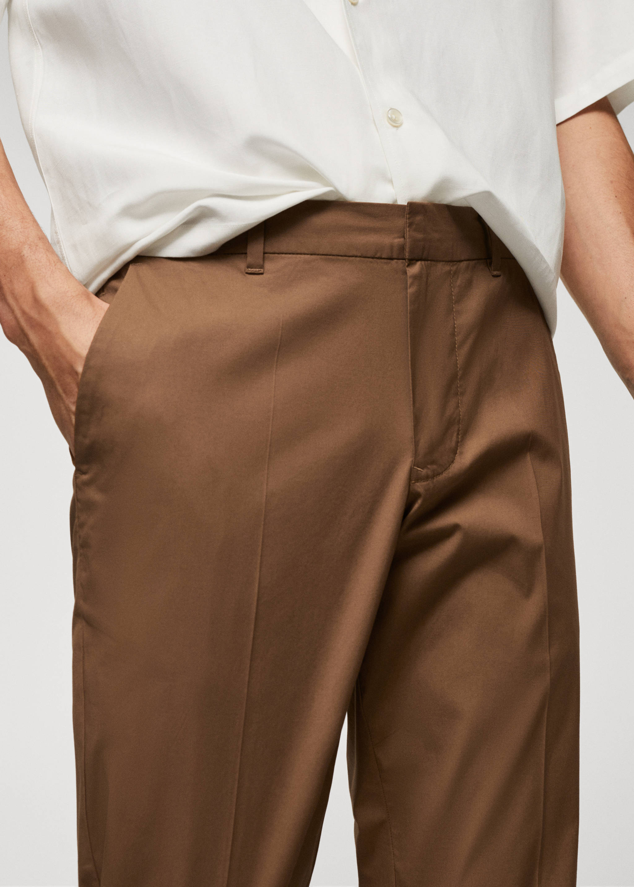 Slim-fit cotton trousers - Details of the article 1