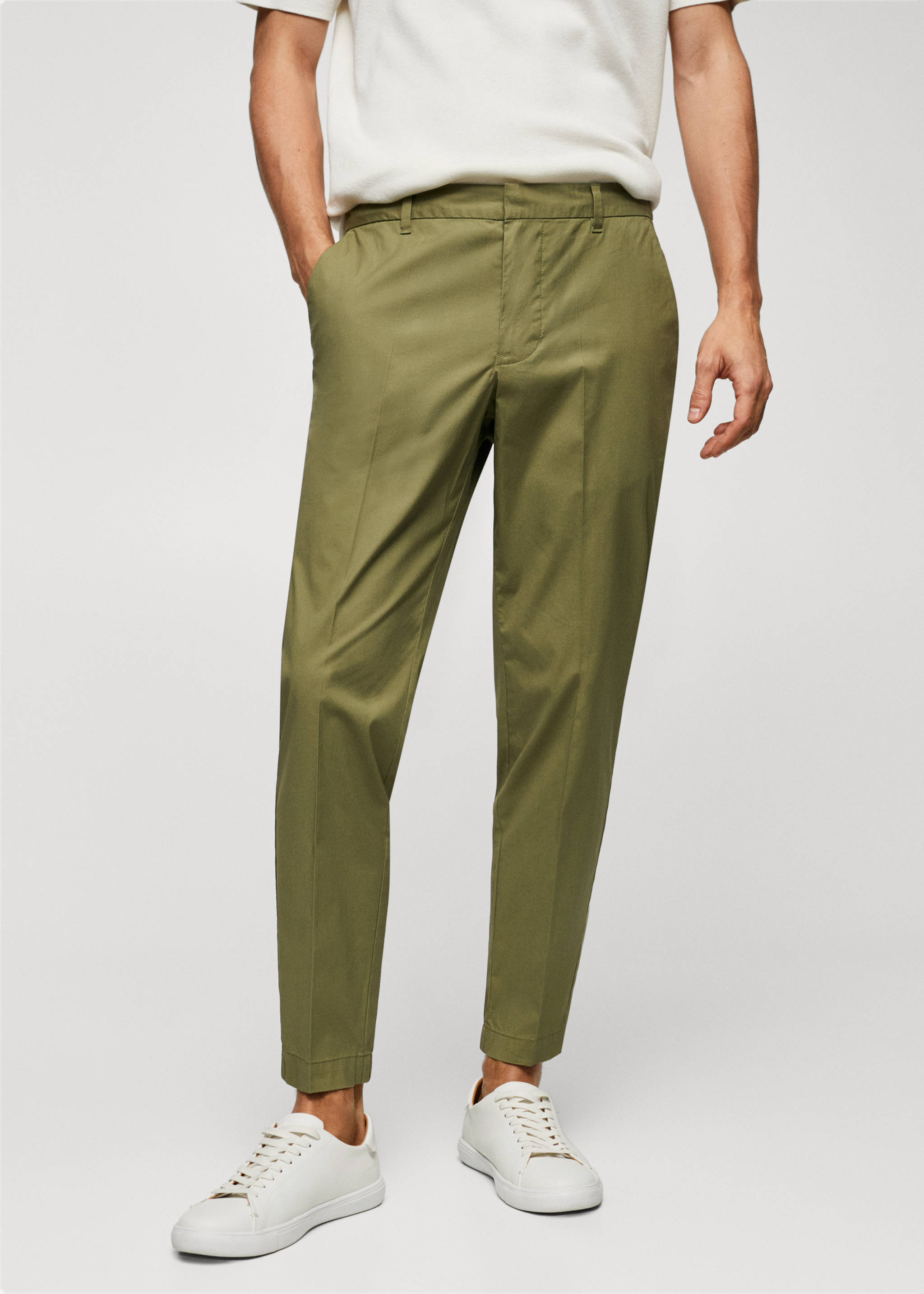 Slim-fit cotton trousers - Medium plane