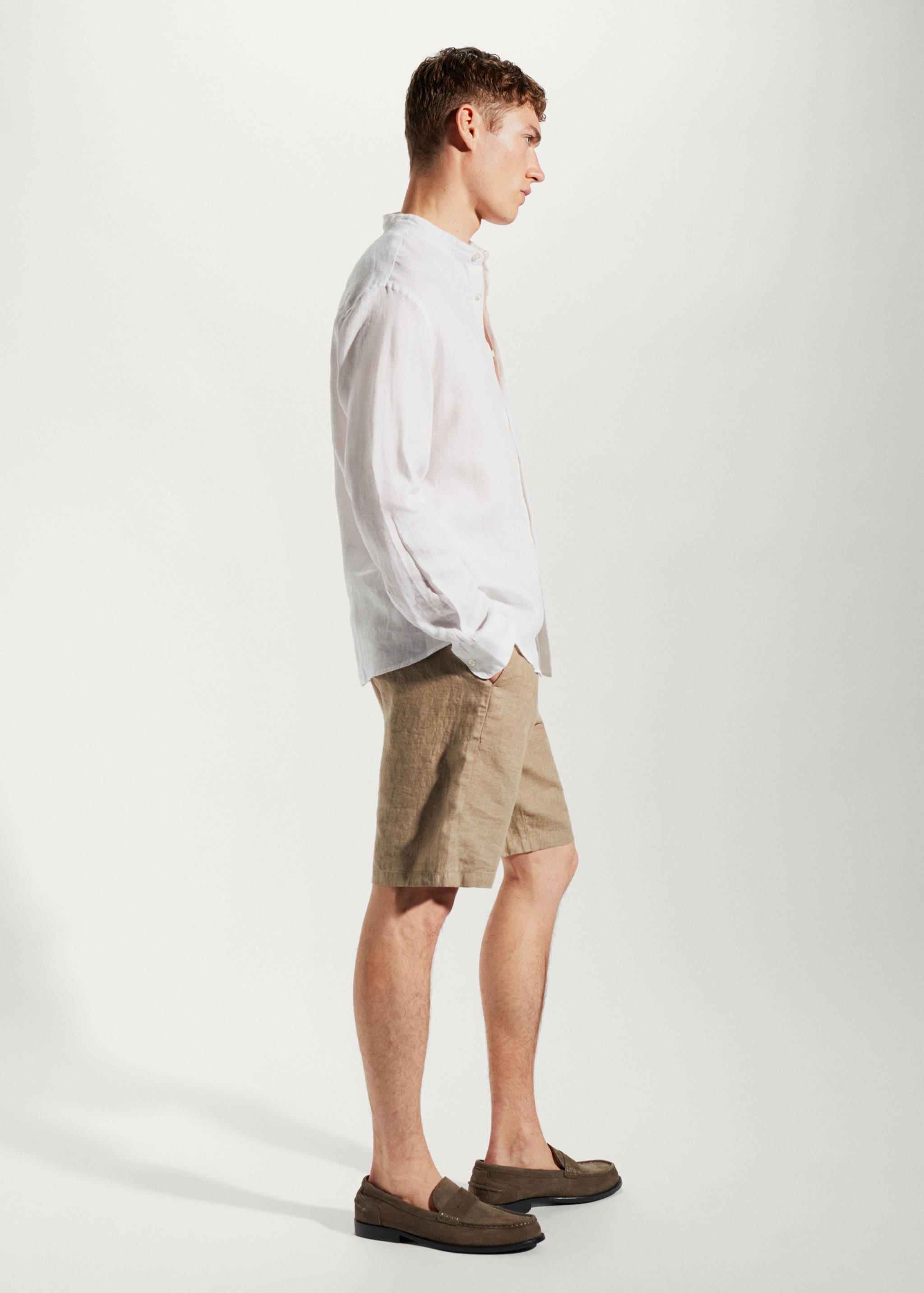 Hemd aus 100 % Leinen mit Mao-Kragen - Detail des Artikels 2