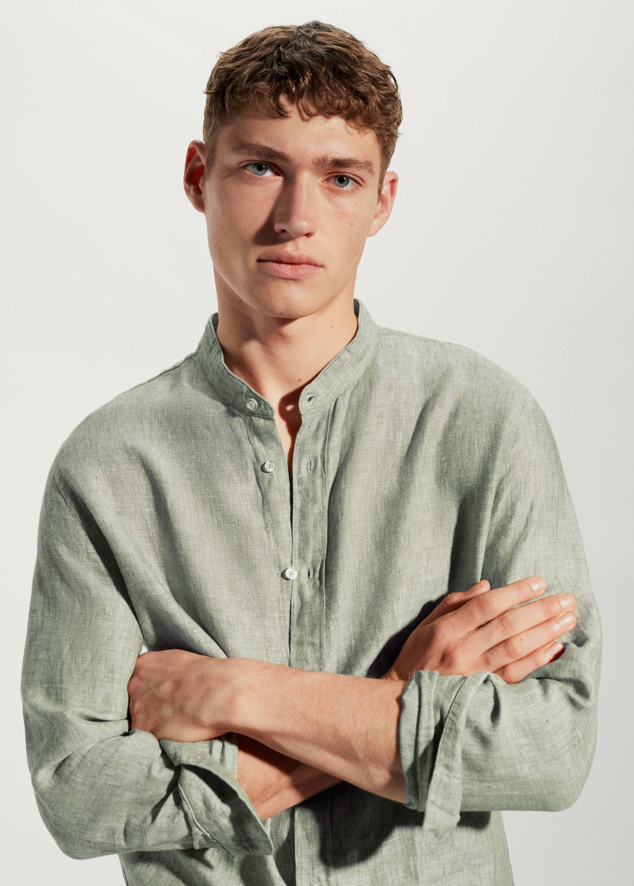 Hemd aus 100 % Leinen mit Mao-Kragen - Detail des Artikels 1