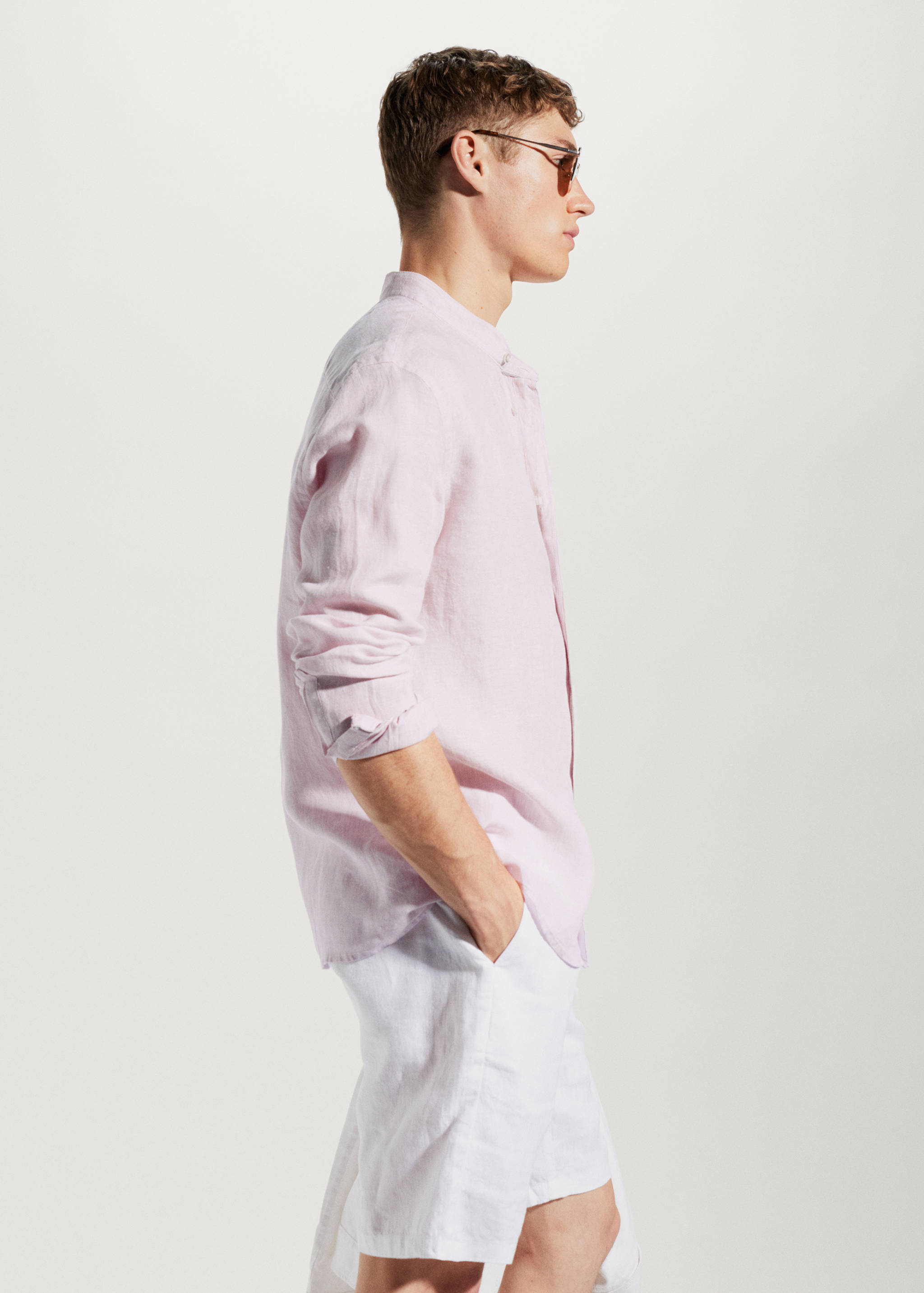 Hemd aus 100 % Leinen mit Mao-Kragen - Detail des Artikels 2