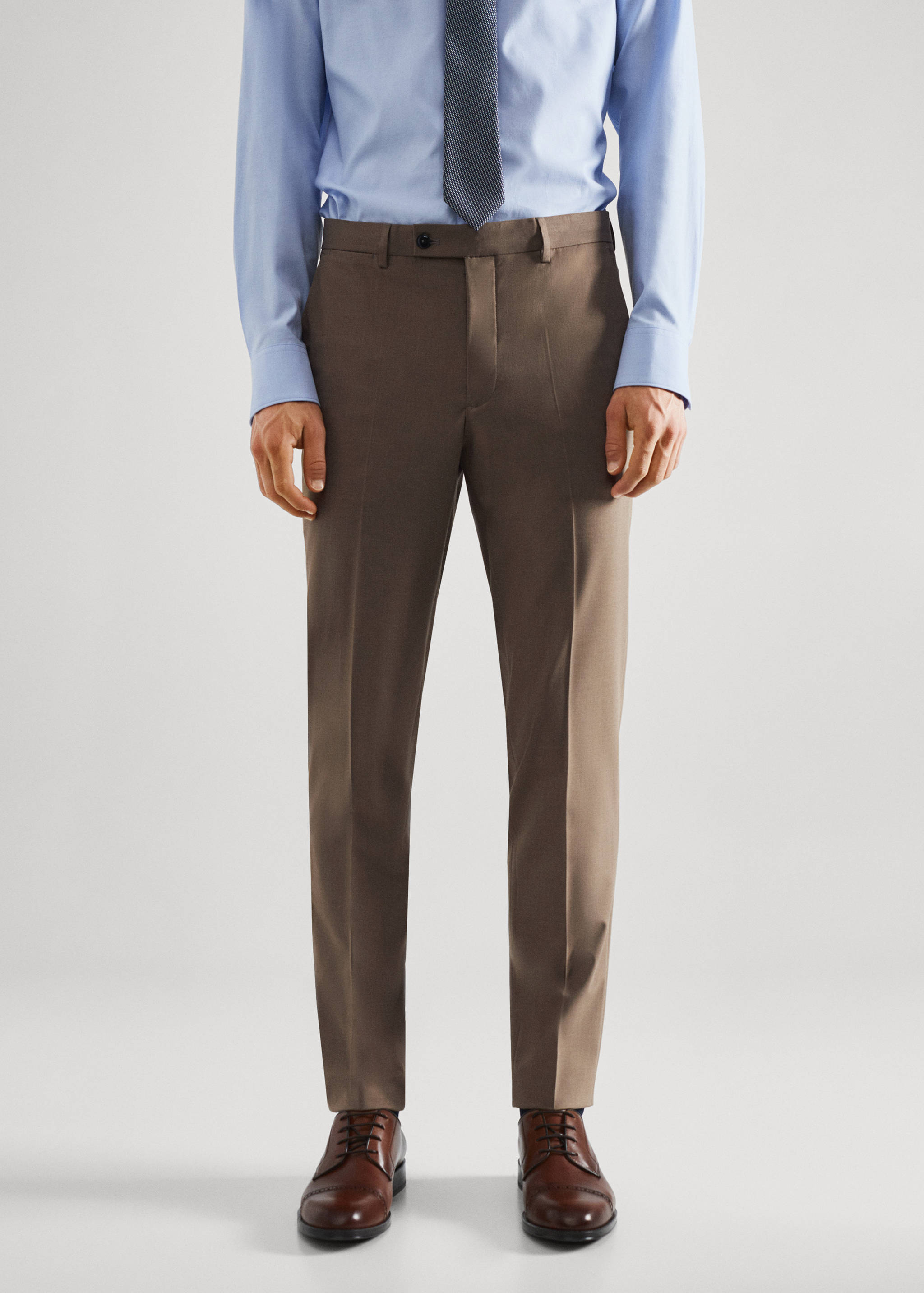 Stretch-fabric slim-fit suit trousers - Medium plane