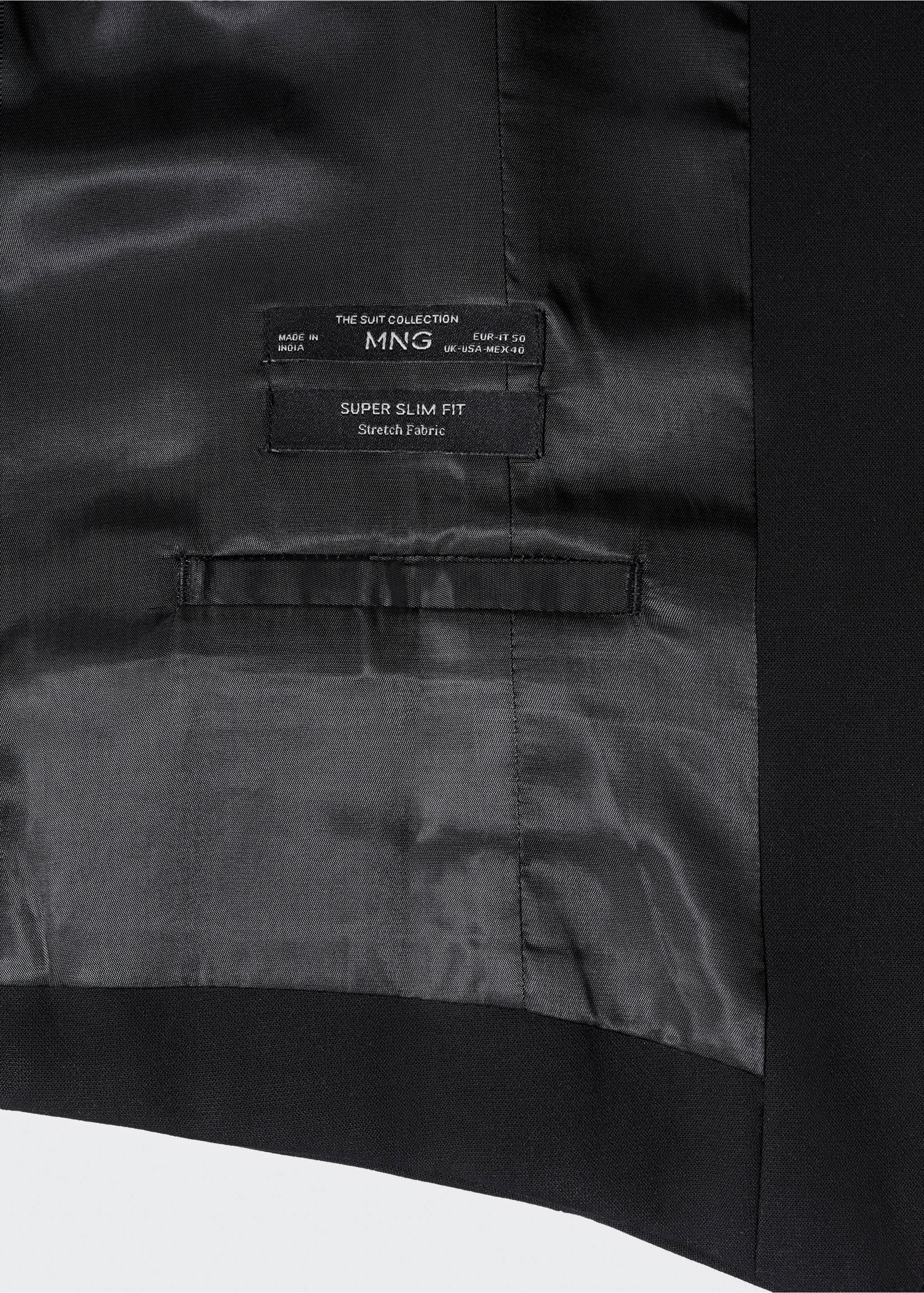Super Slim Fit-Anzugweste aus Stretchstoff - Detail des Artikels 8, Schwarz. Ref: 57040664-00.