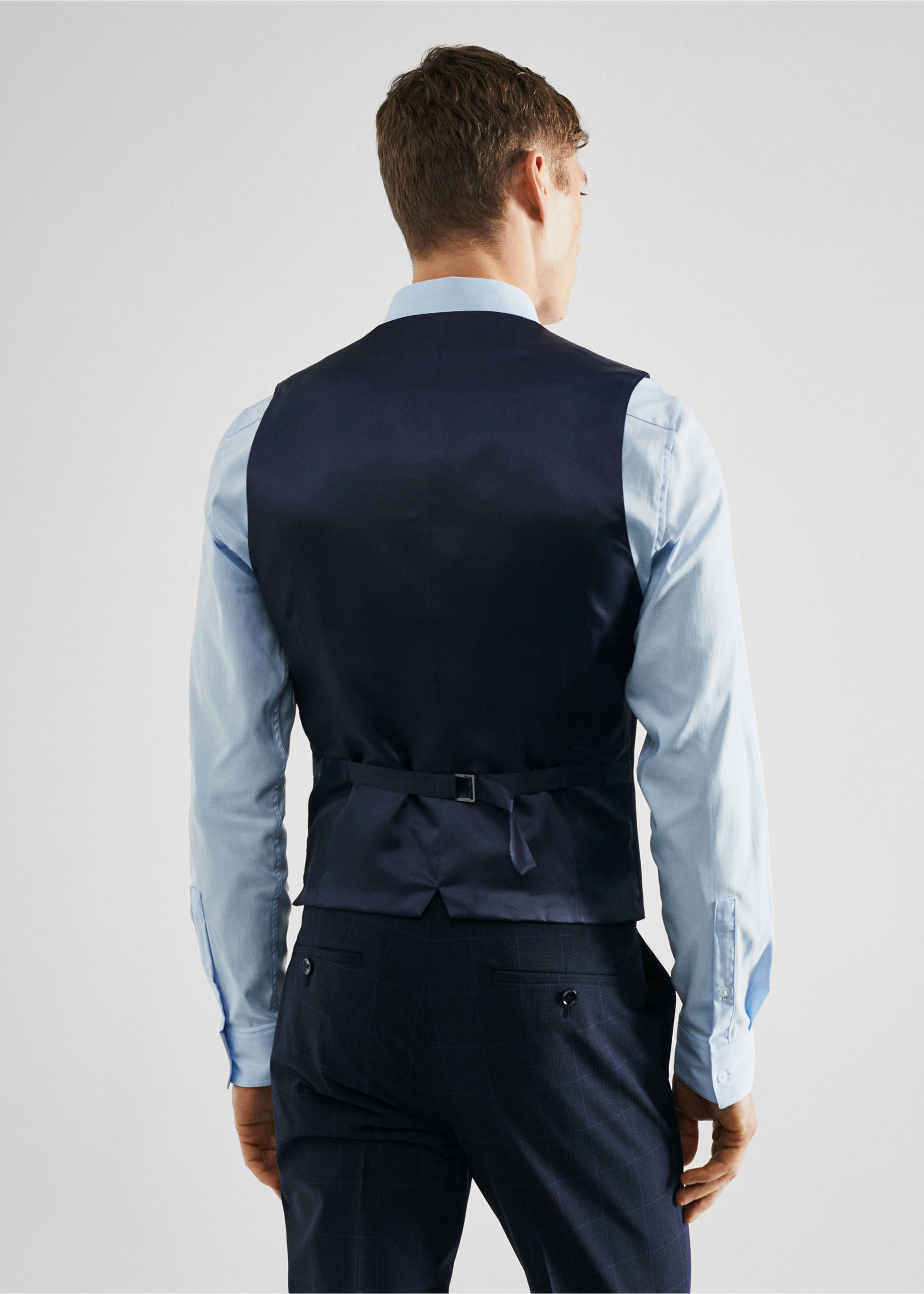 Geruit super slim-fit gilet - Achterkant van het artikel, Donkermarine. Ref: 57040666-00.