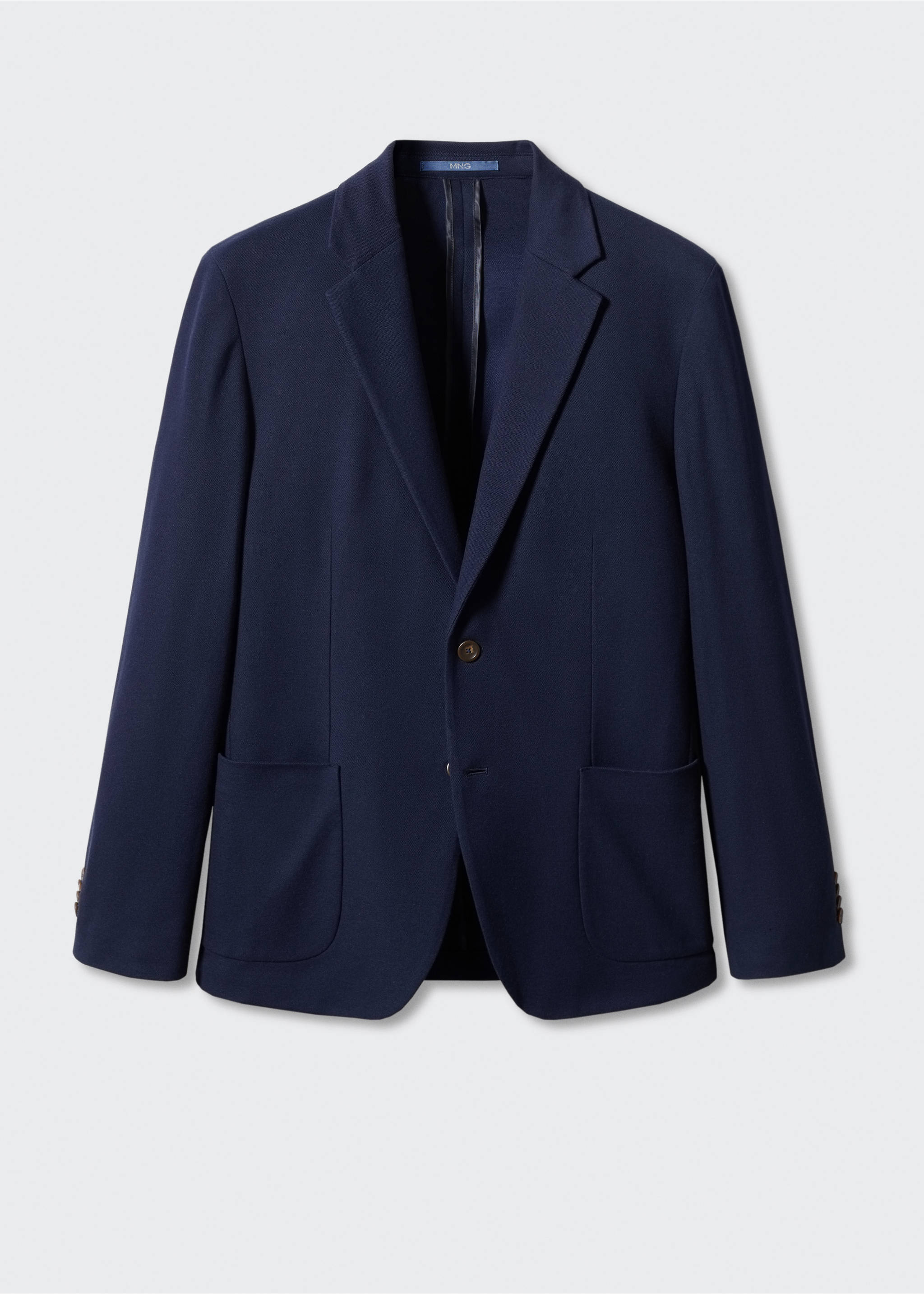 Bavlněné sako slim fit se strukturou - Zboží bez modelu, Námořnická modrá. Ref: 57040670-00.