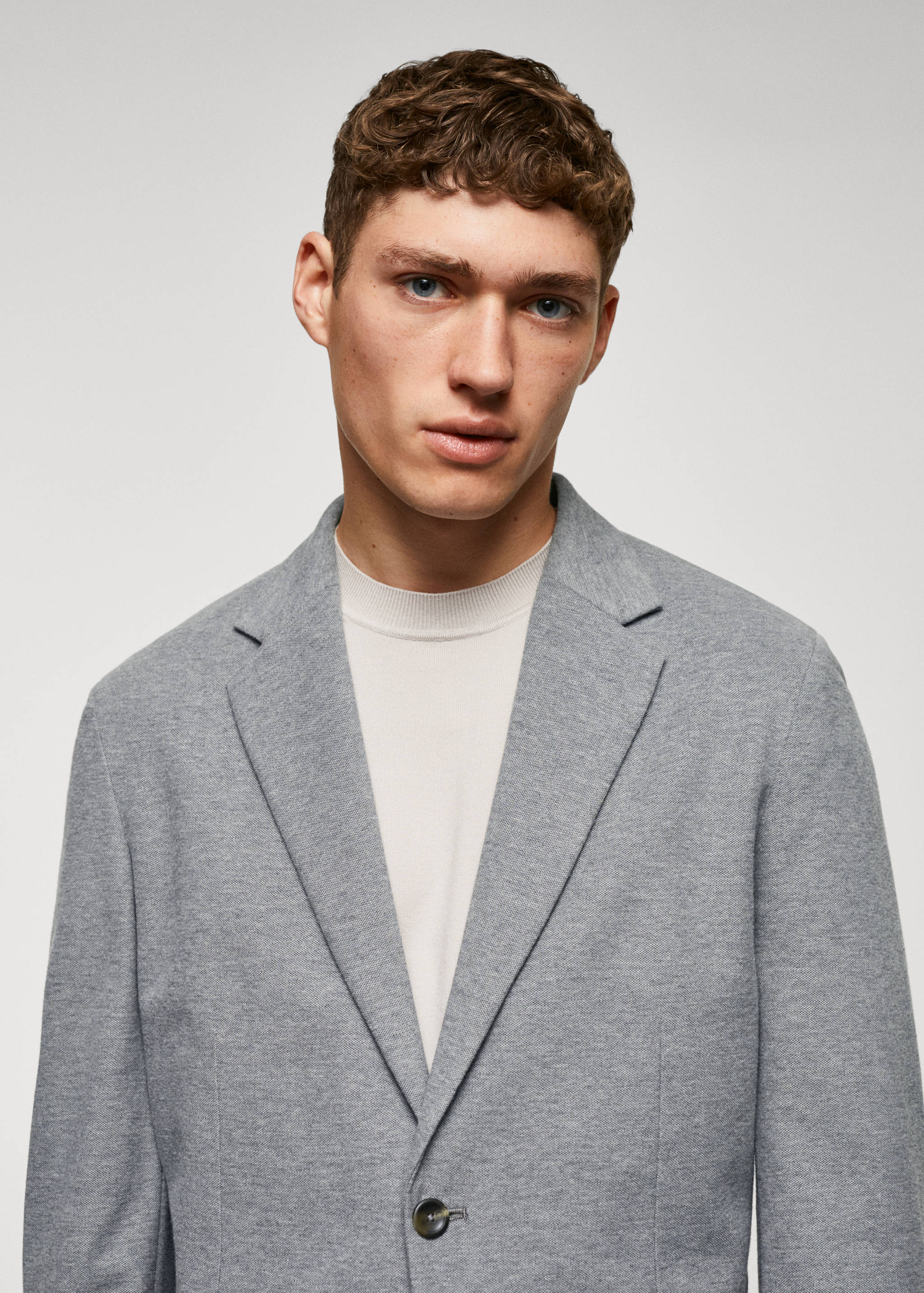 Strukturierter Slim Fit-Baumwollblazer - Detail des Artikels 1