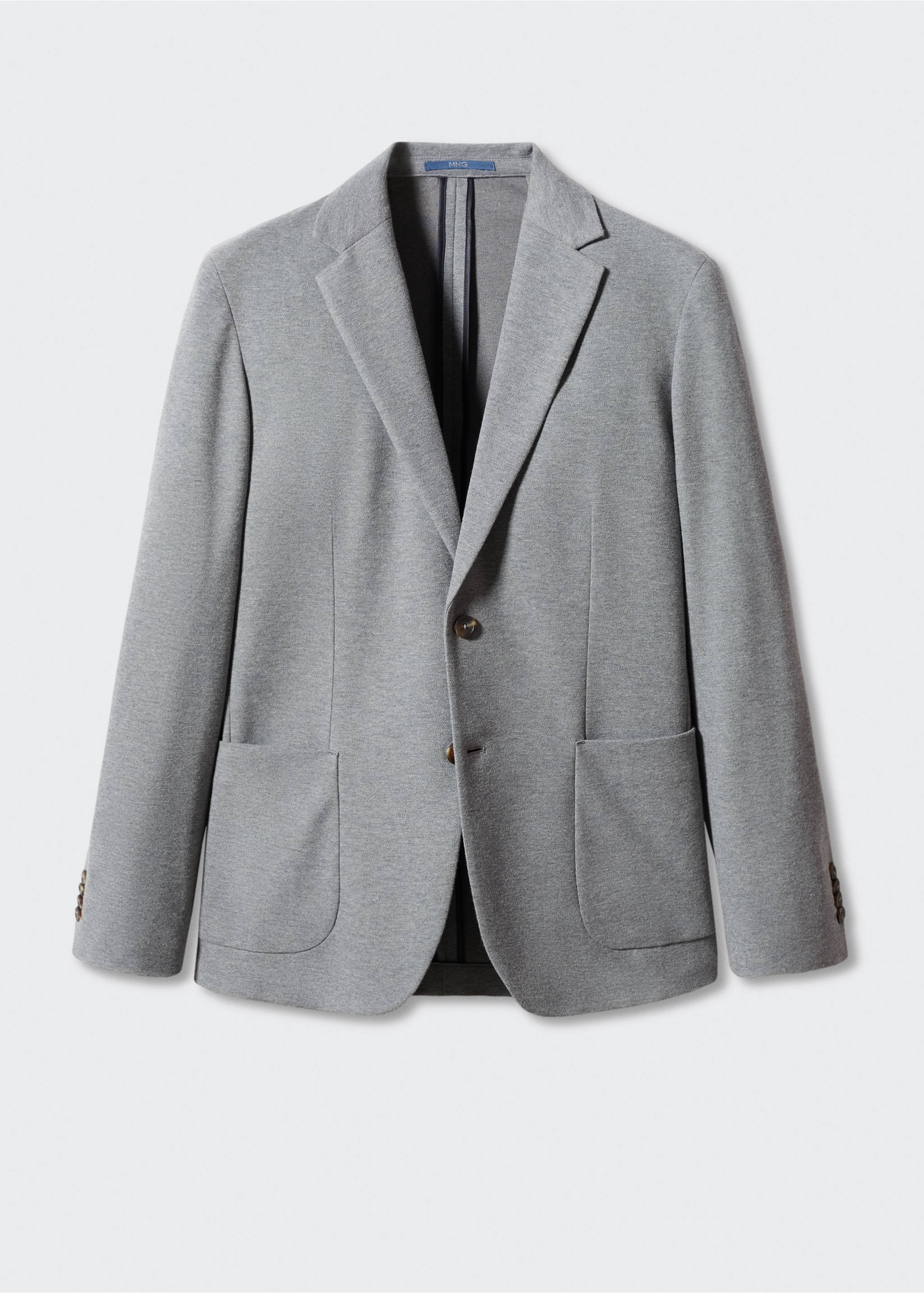 Bavlněné sako slim fit se strukturou - Zboží bez modelu, Šedá. Ref: 57040670-00.
