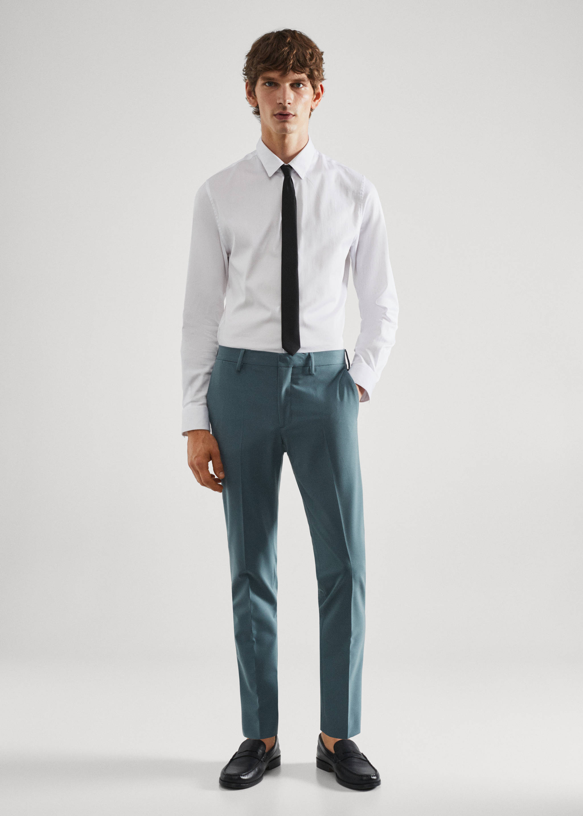 Stretch fabric super slim-fit suit trousers - General plane