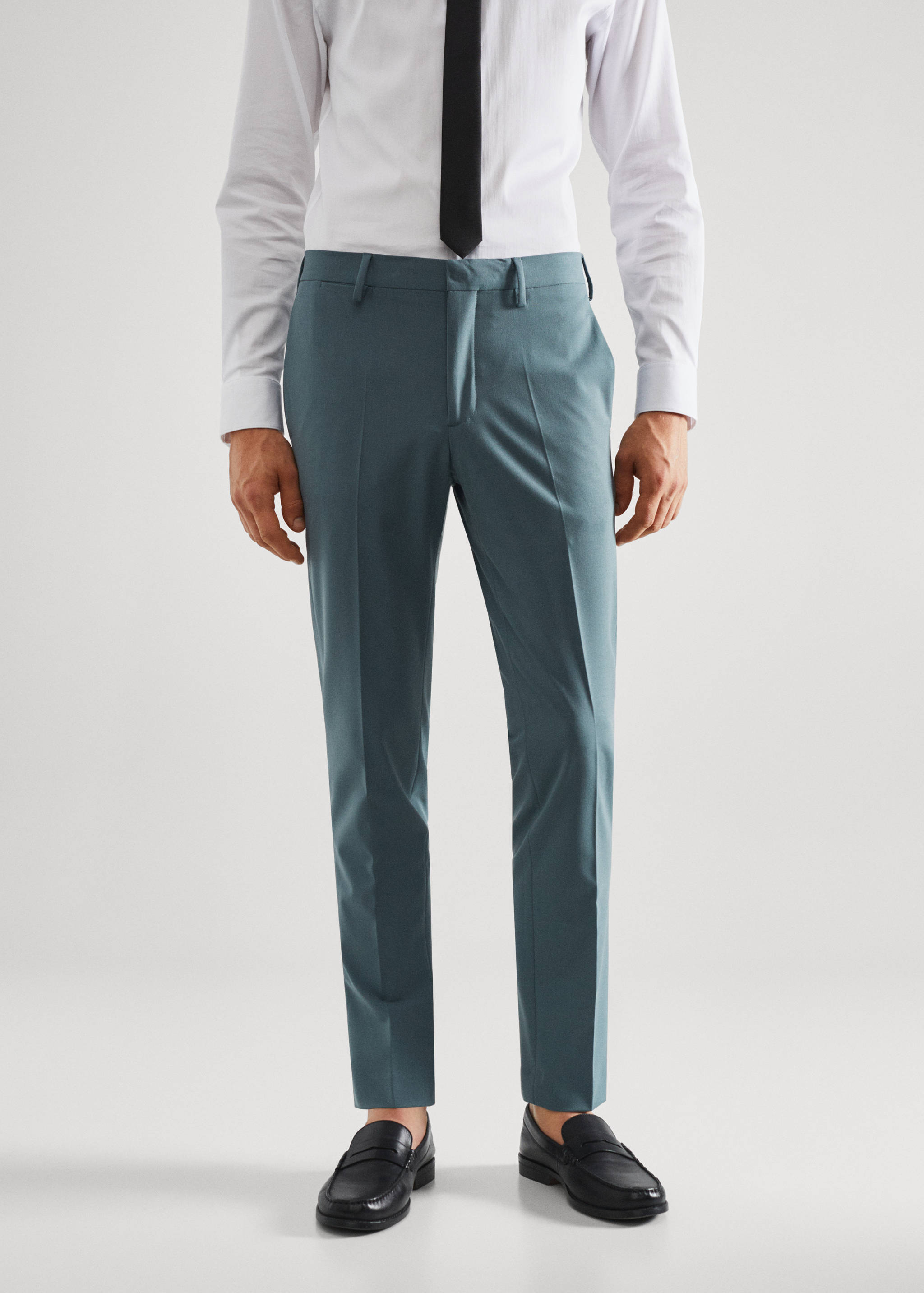 Stretch fabric super slim-fit suit trousers - Medium plane