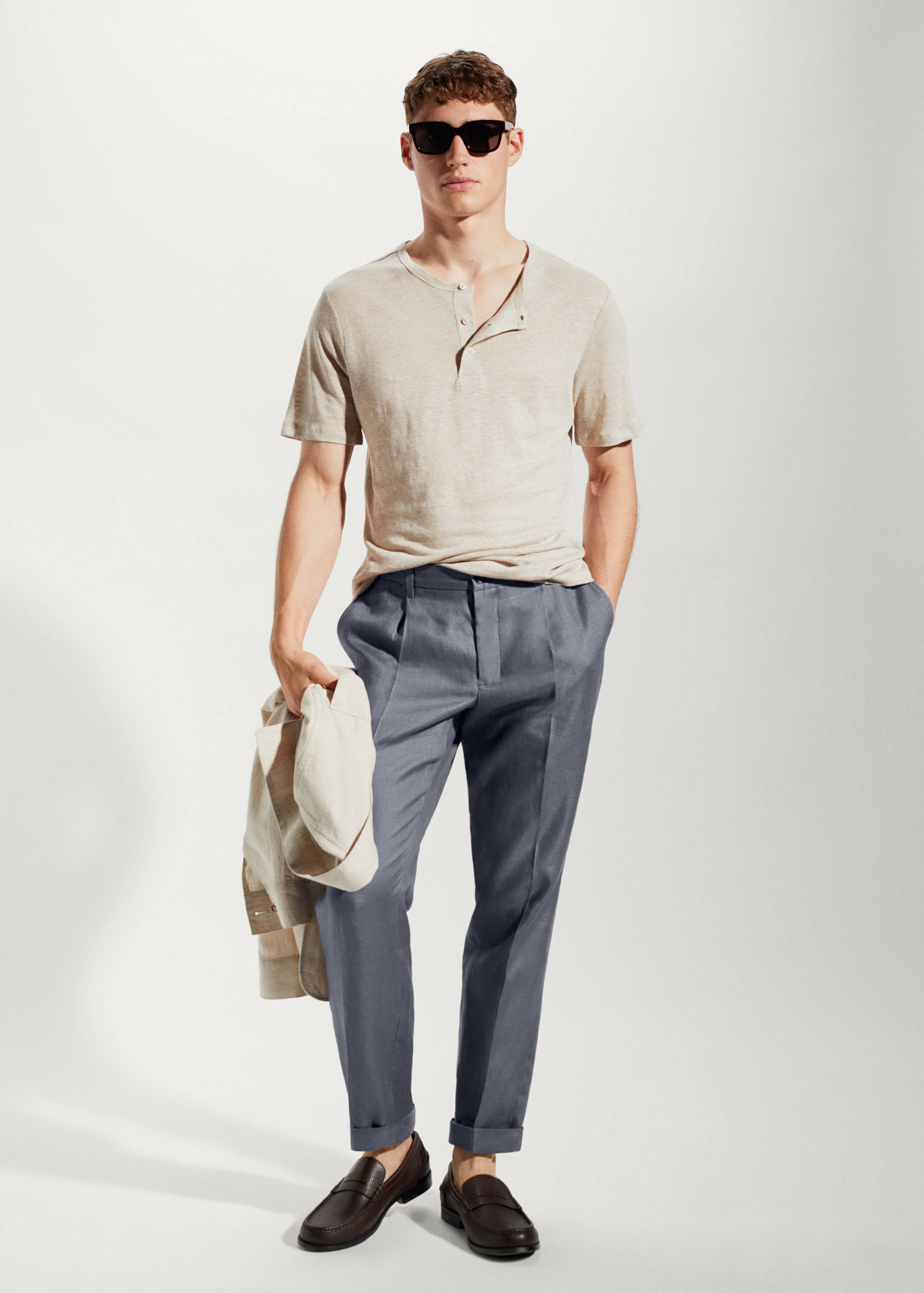 Henley-Shirt aus 100 % Leinen - Allgemeine Ansicht