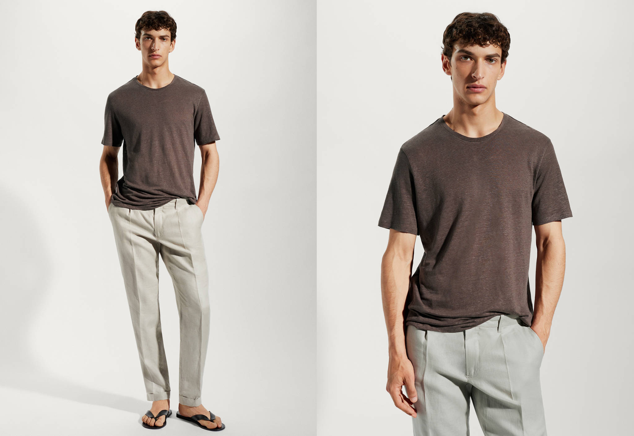 Camiseta Slim Fit 100% lino - Plano panorámico
