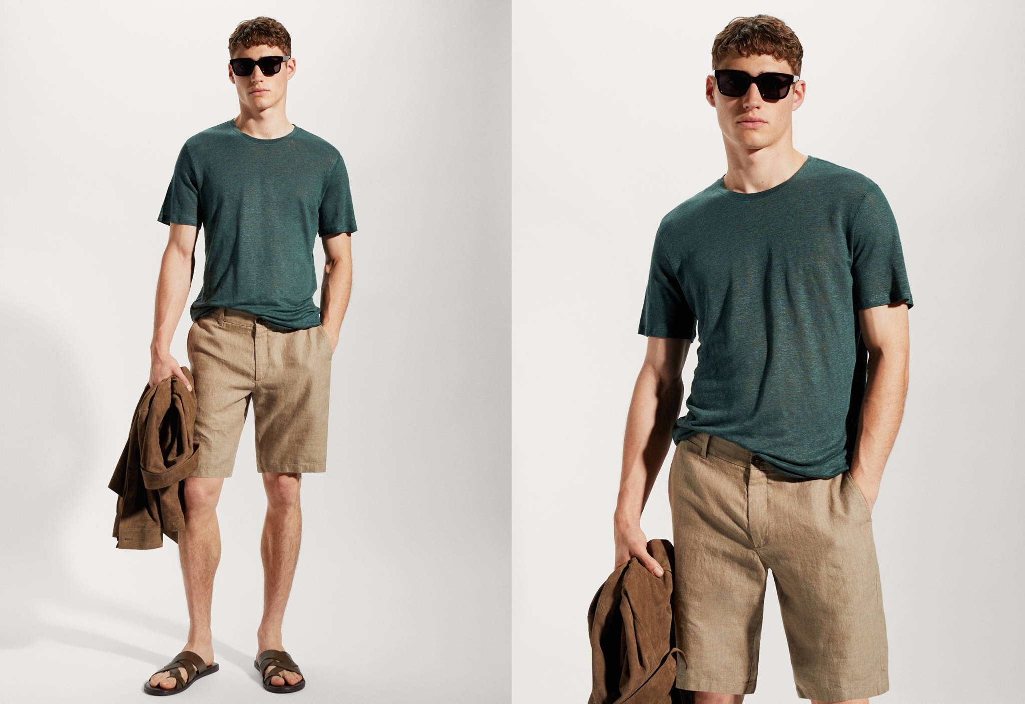 Camiseta Slim Fit 100% lino - Plano panorámico