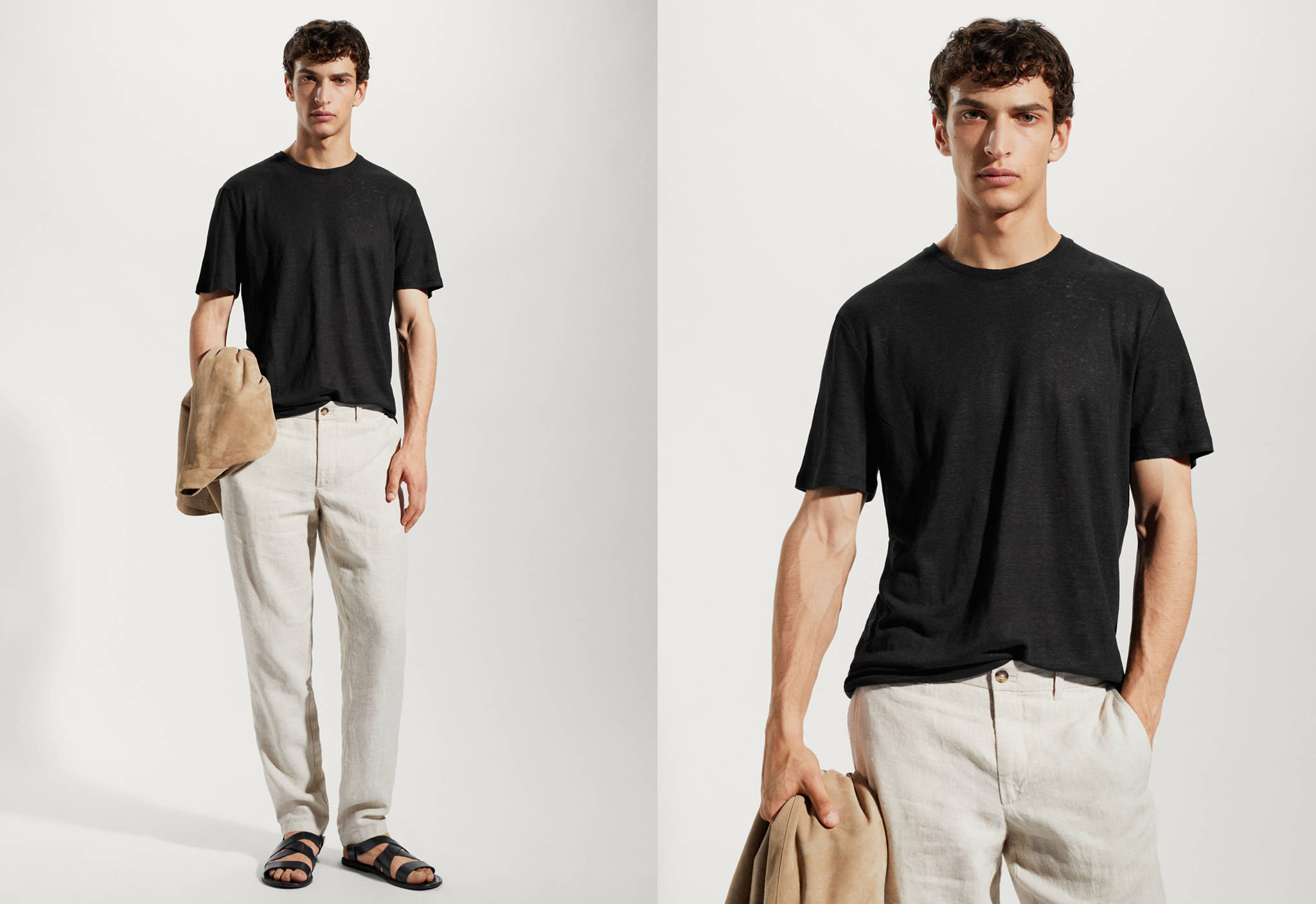 Camiseta Slim Fit 100% lino - Plano panorámico