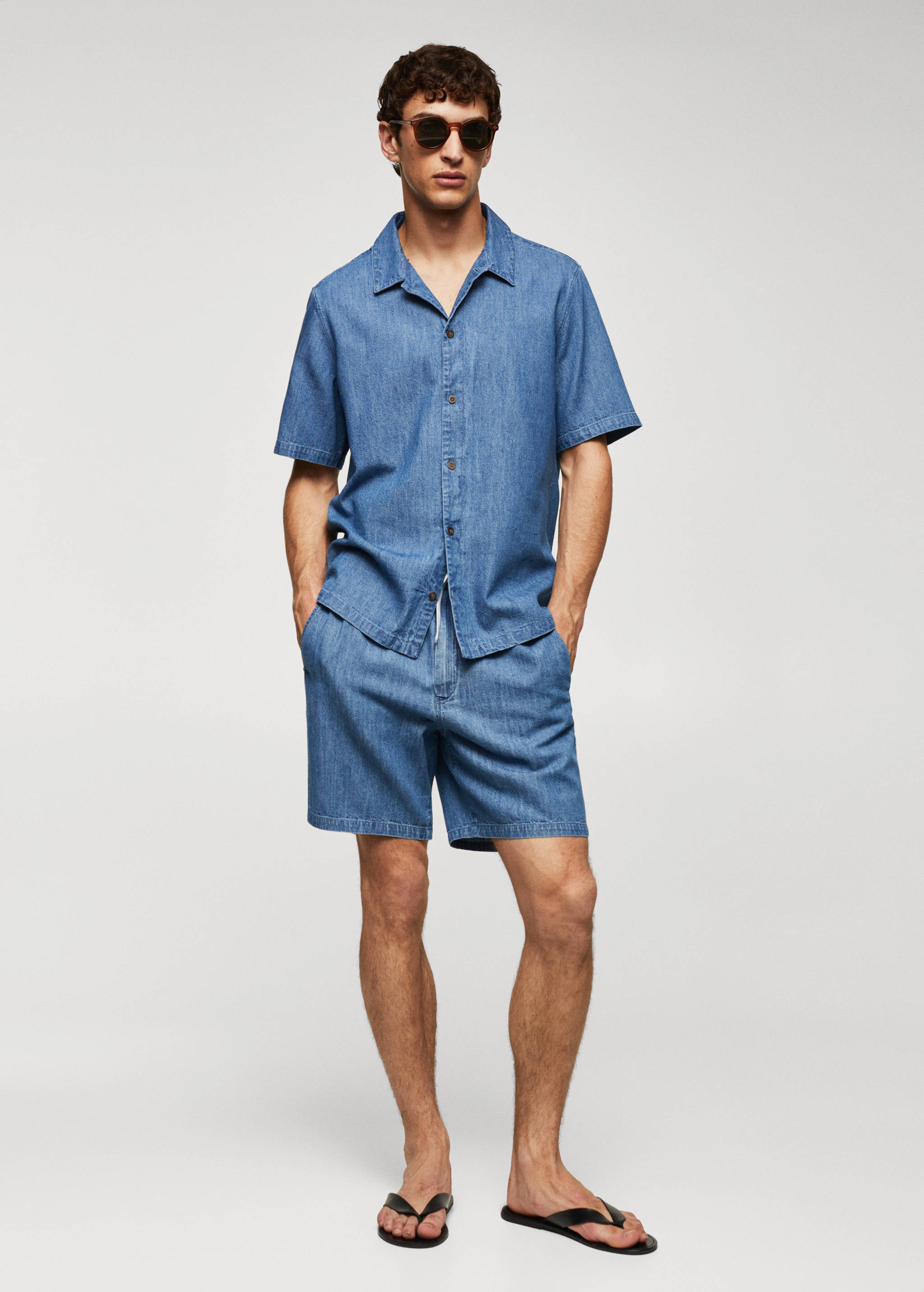 Bermuda-Shorts aus Baumwoll-Chambray - Allgemeine Ansicht