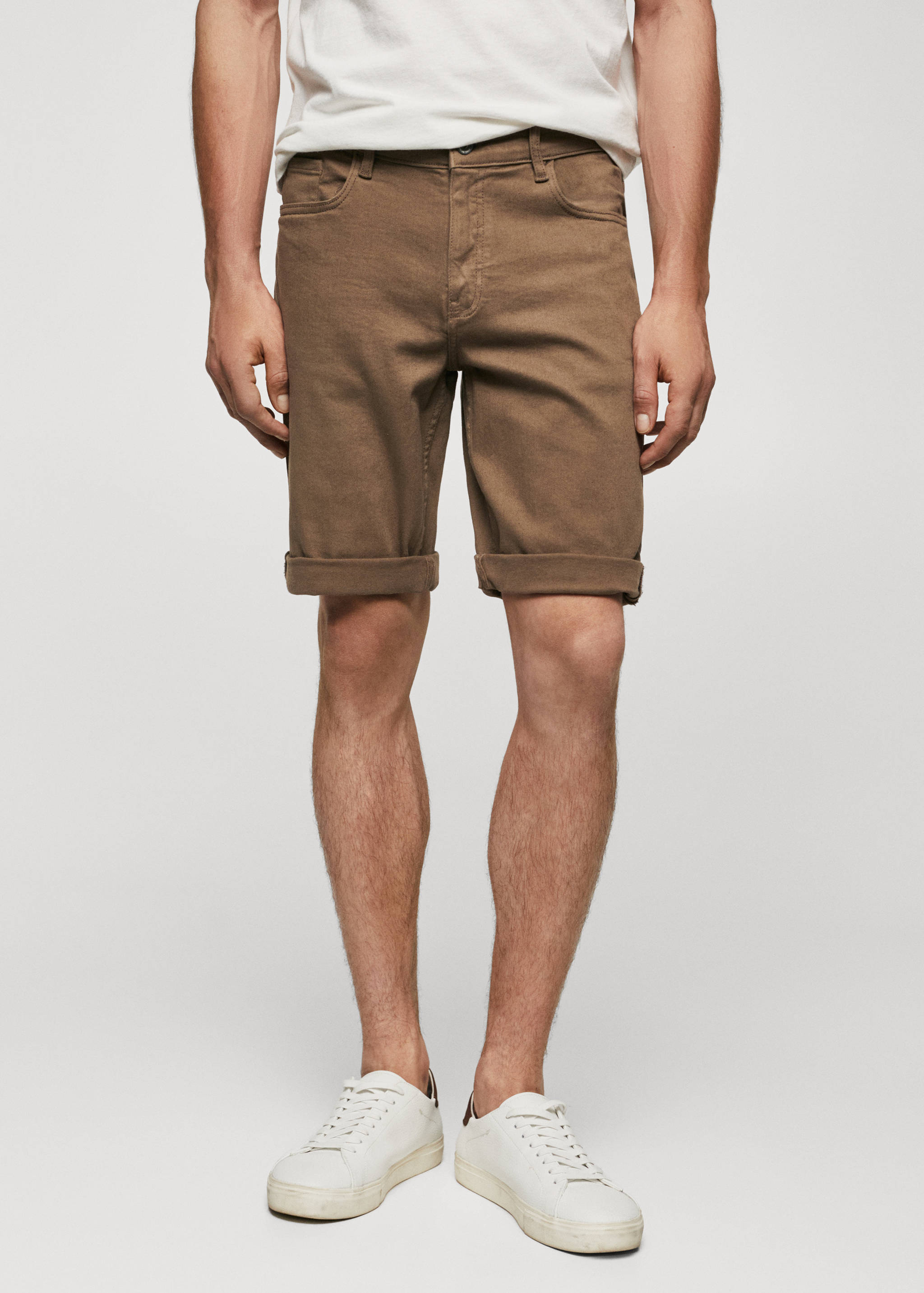Slim-fit denim bermuda shorts - Medium plane