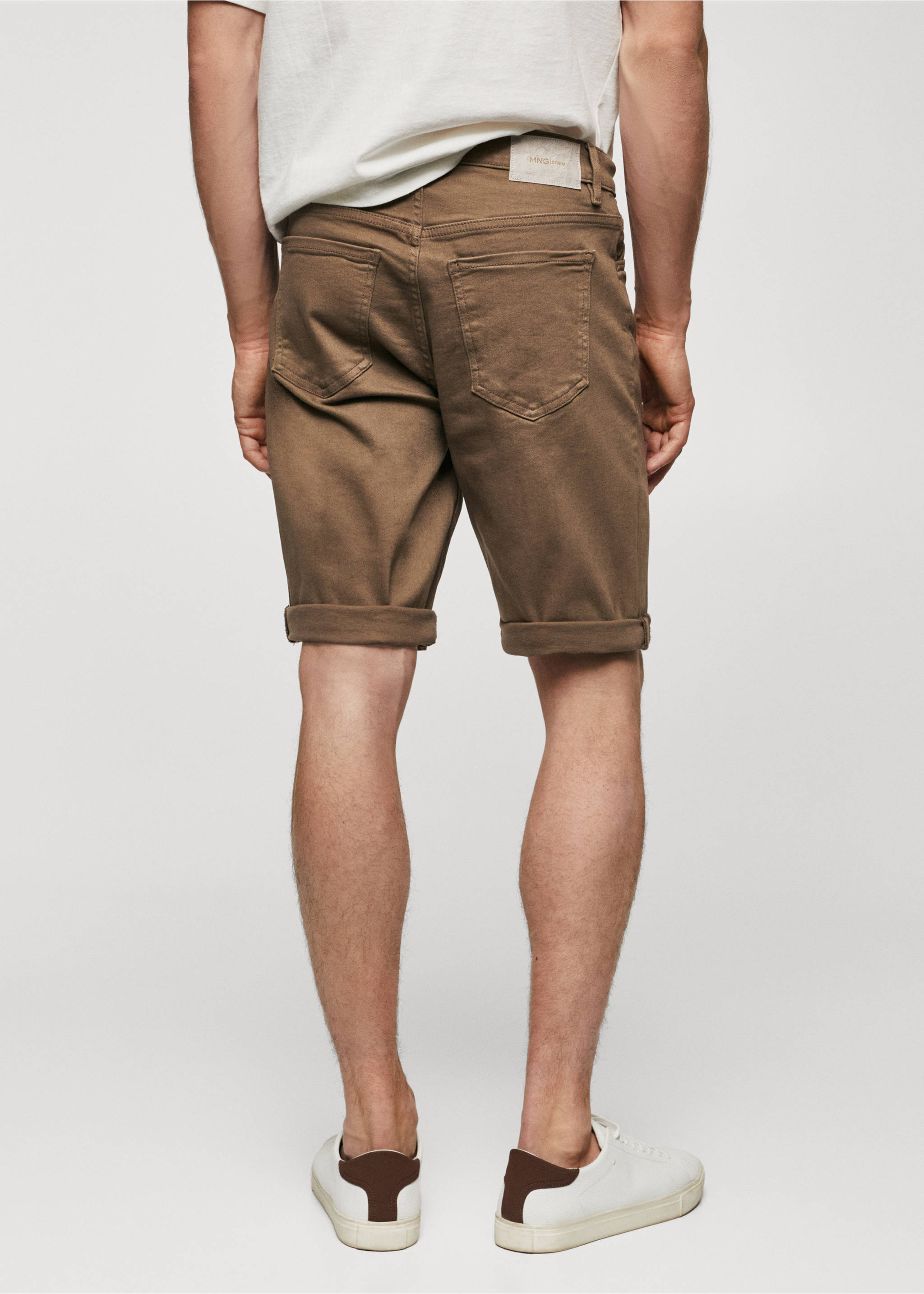 Slim-fit denim bermuda shorts - Reverse of the article, Brown. Ref: 57040688-00.