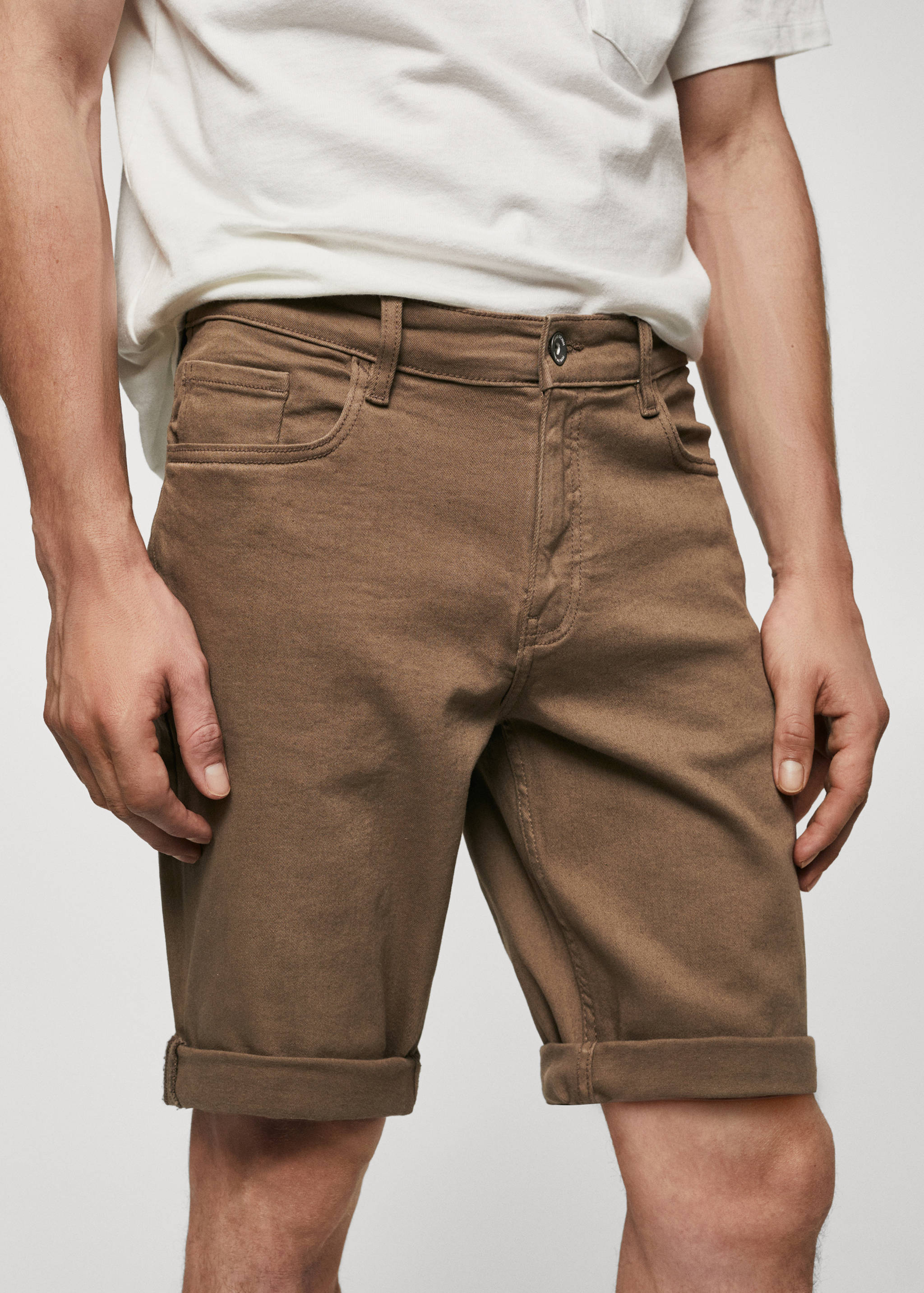 Slim-fit denim bermuda shorts - Details of the article 1