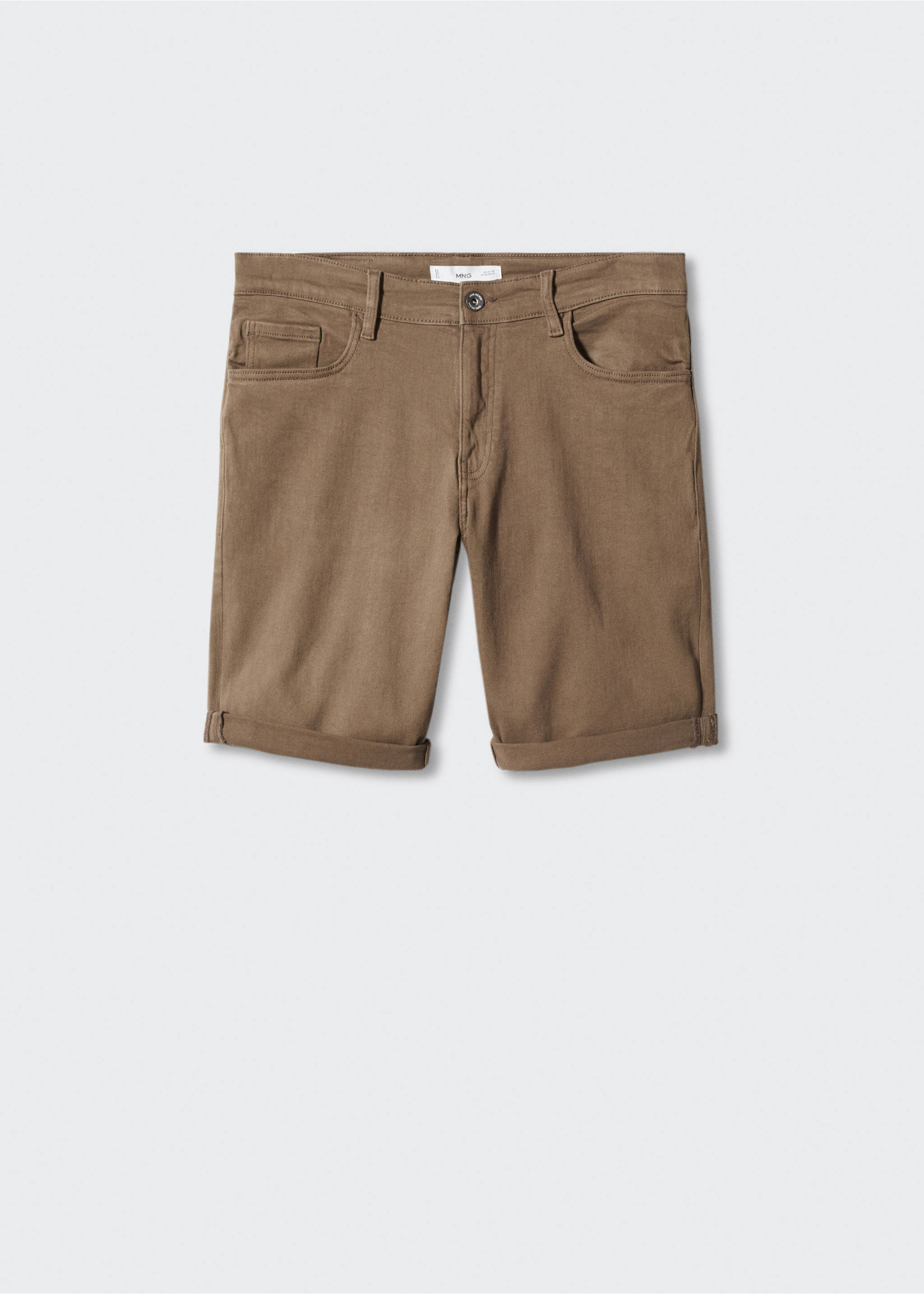 Slim-fit denim bermuda shorts - Article without model, Brown. Ref: 57040688-00.