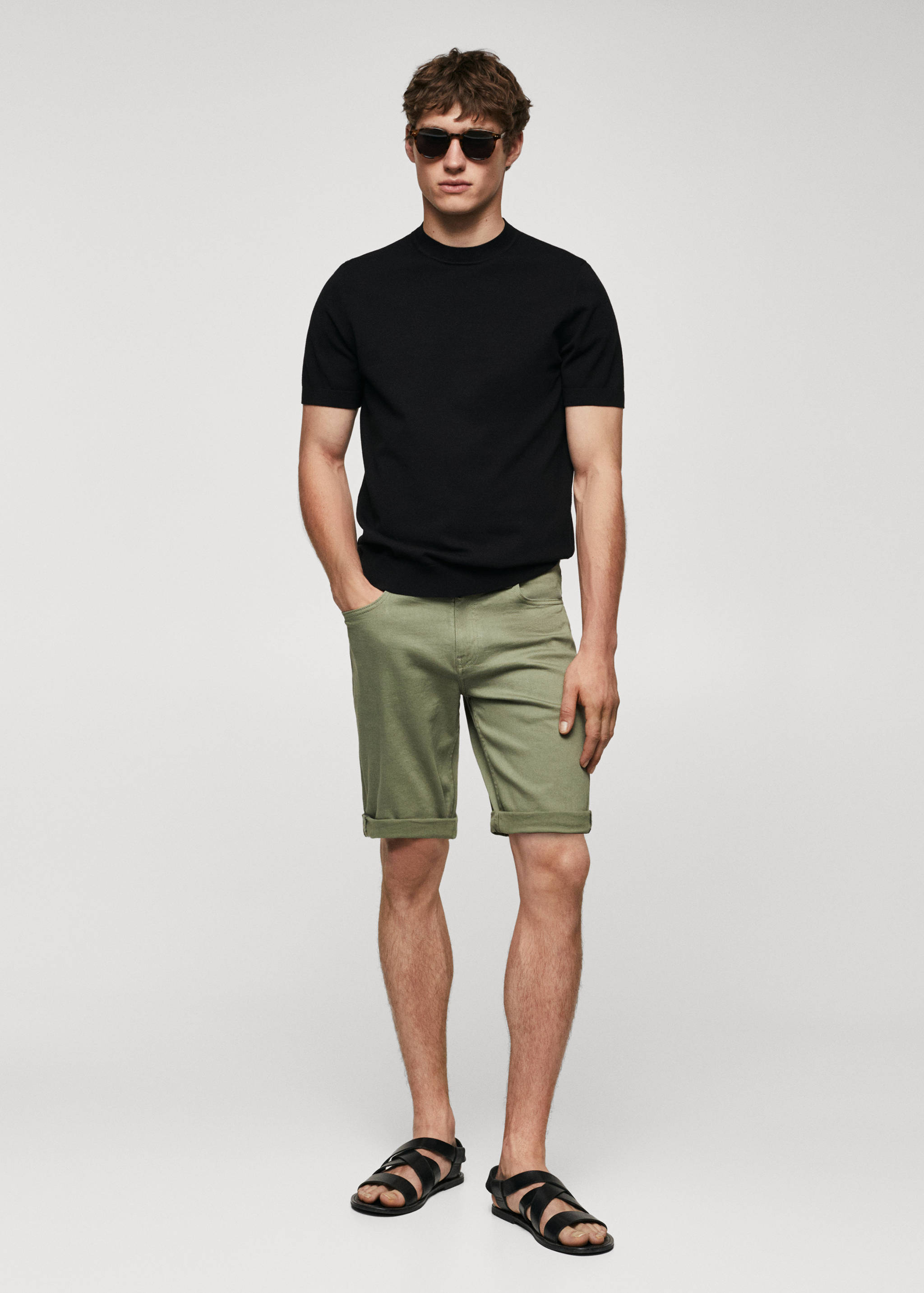 Slim-fit denim bermuda shorts - General plane