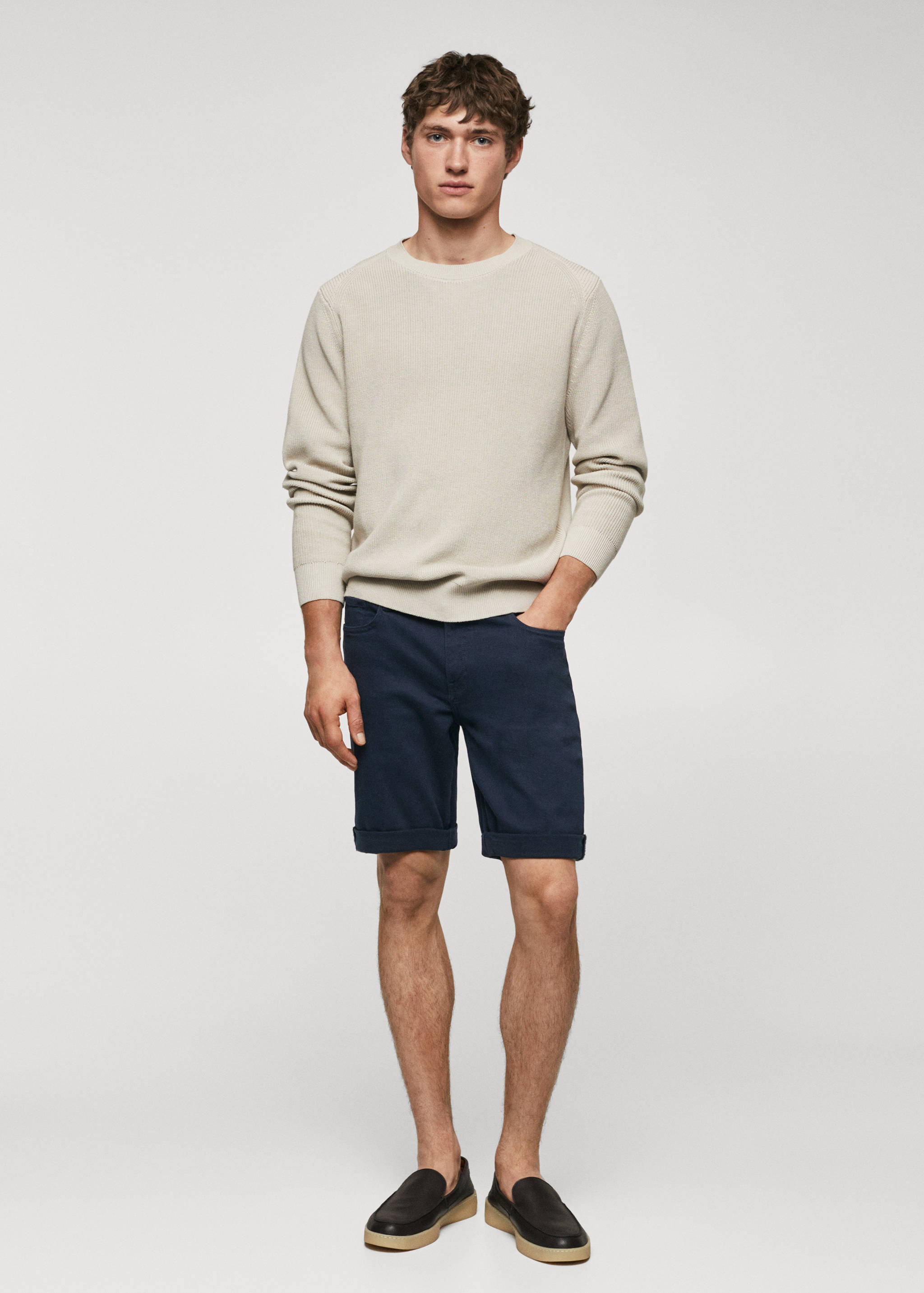 Slim-fit denim bermuda shorts - General plane