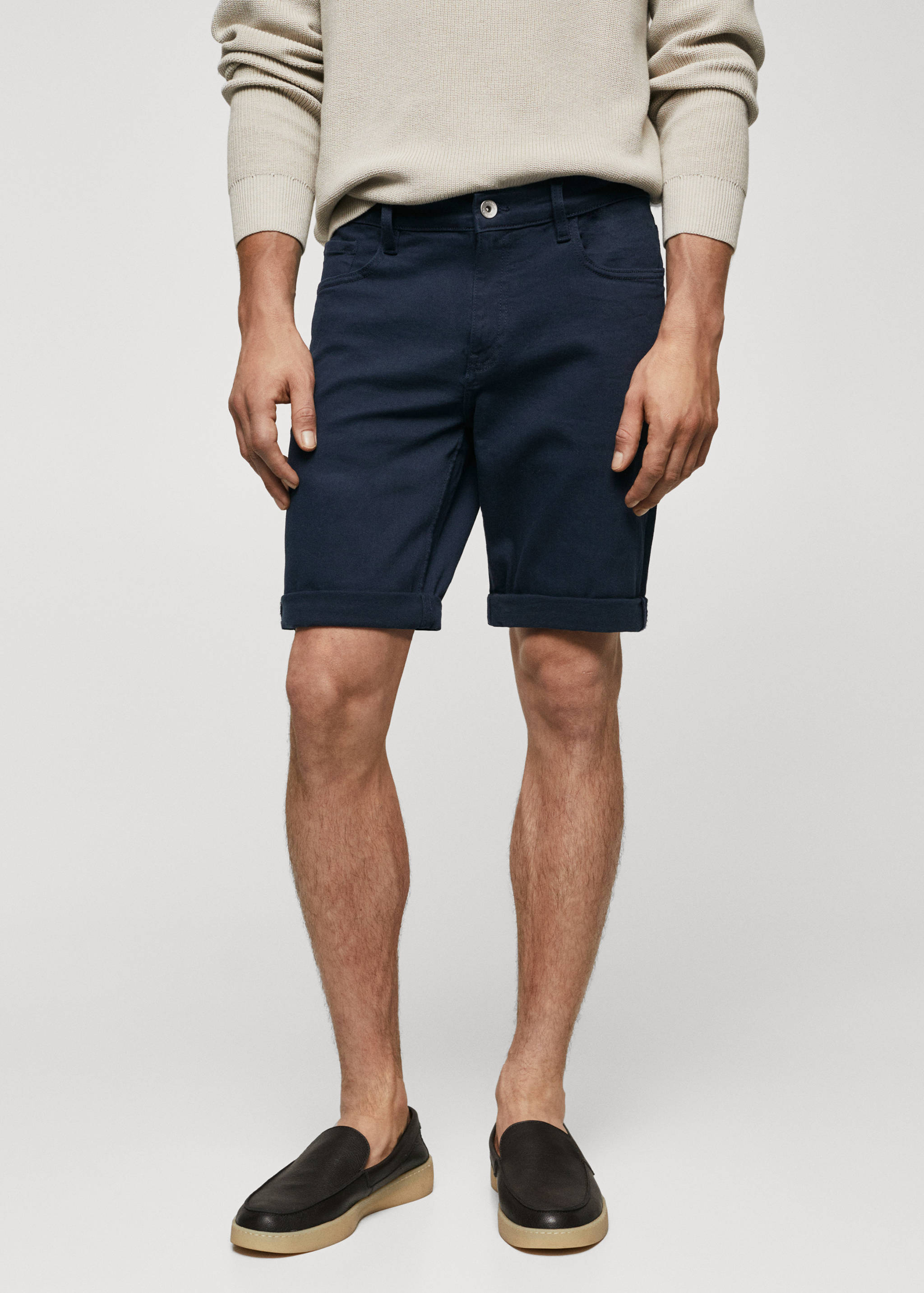 Slim-fit denim bermuda shorts - Medium plane