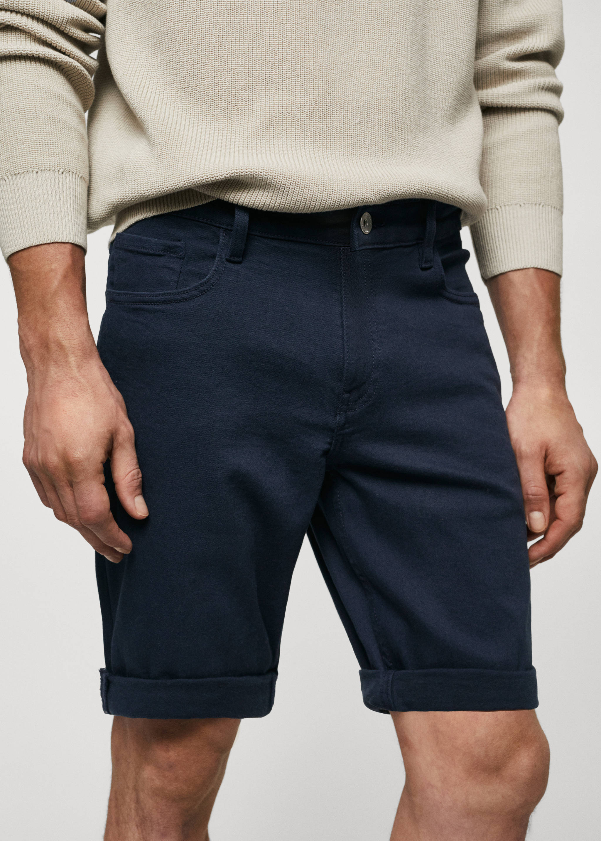 Slim-fit denim bermuda shorts - Details of the article 1