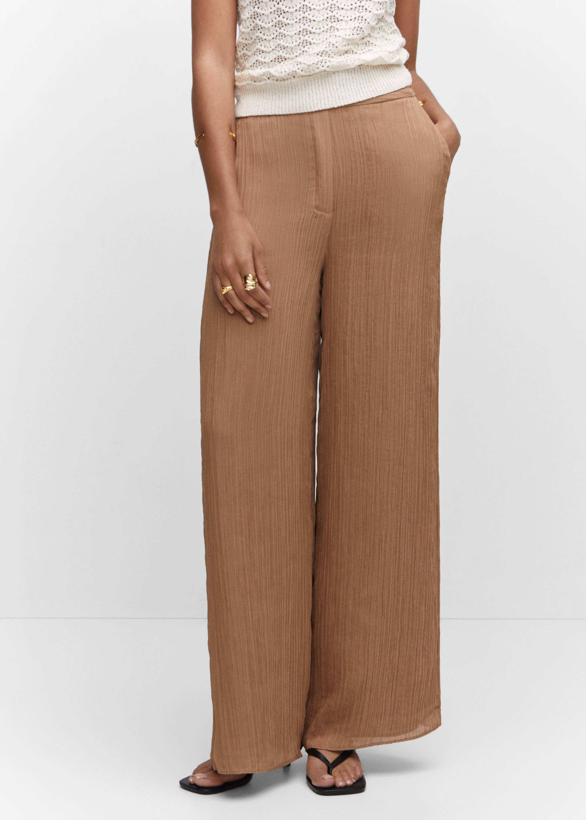 Pleated wide leg trousers - Medium plane