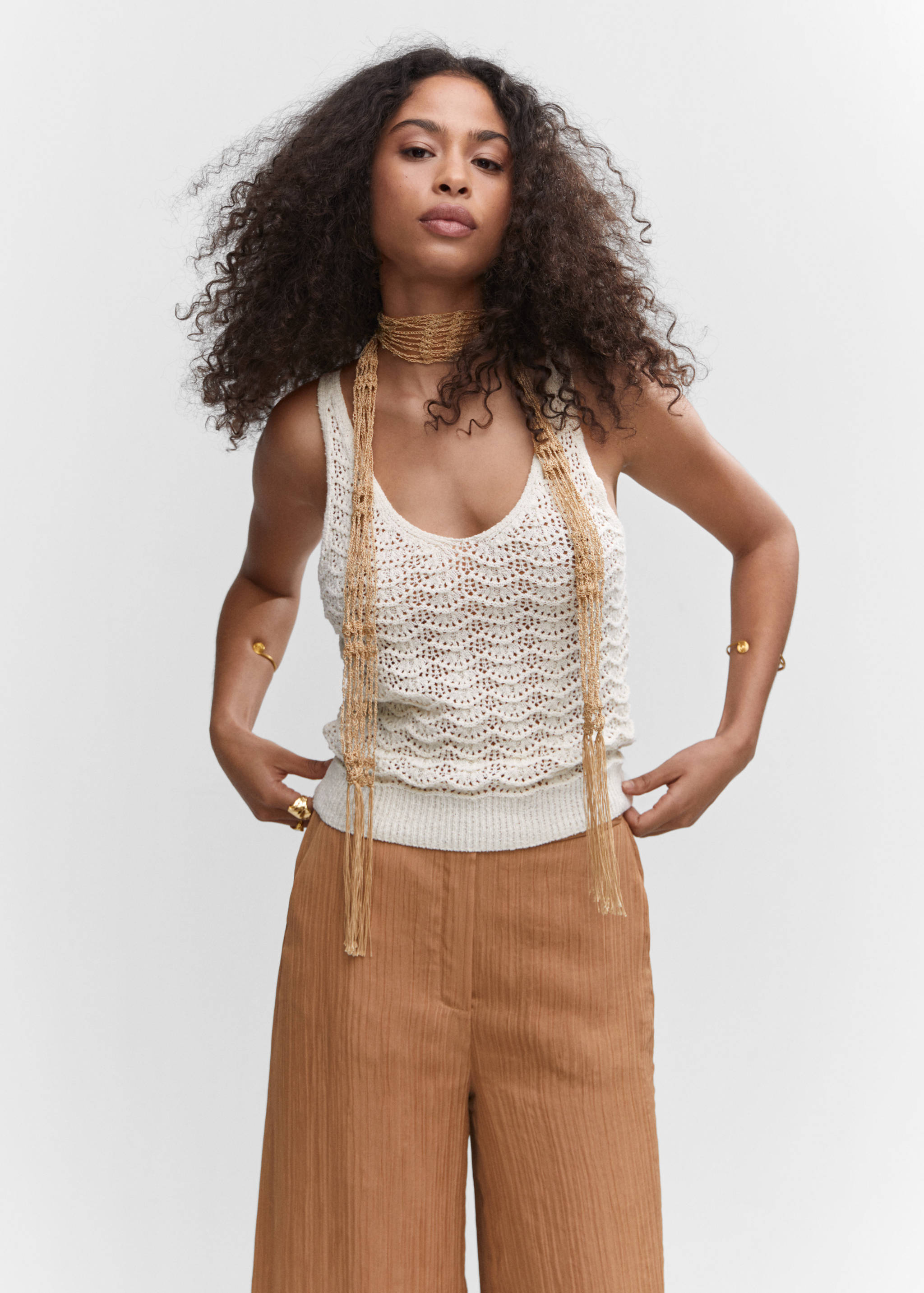 Pleated wide leg trousers - Details of the article 1