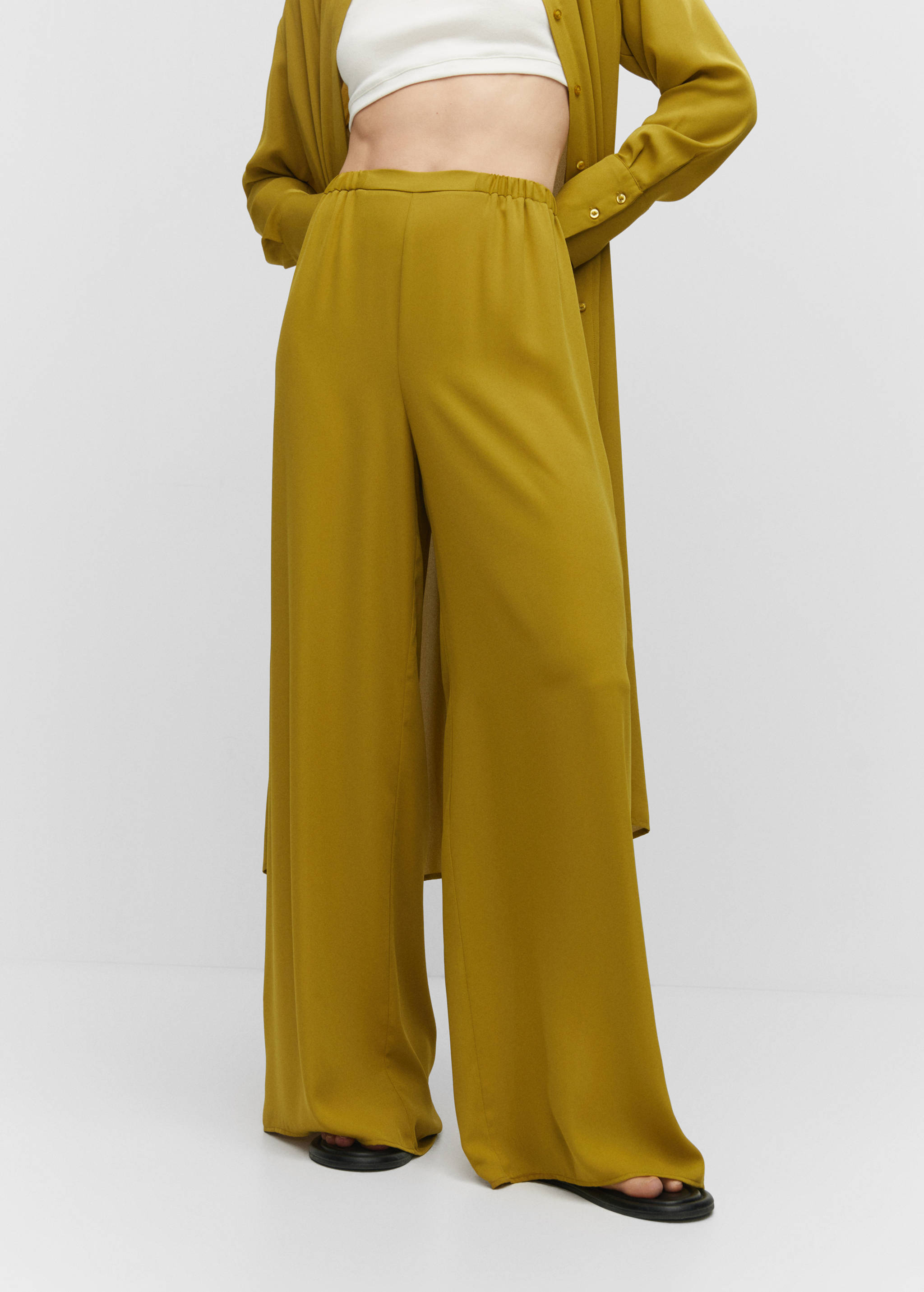 Wide leg trousers with elastic waist - Medium plane