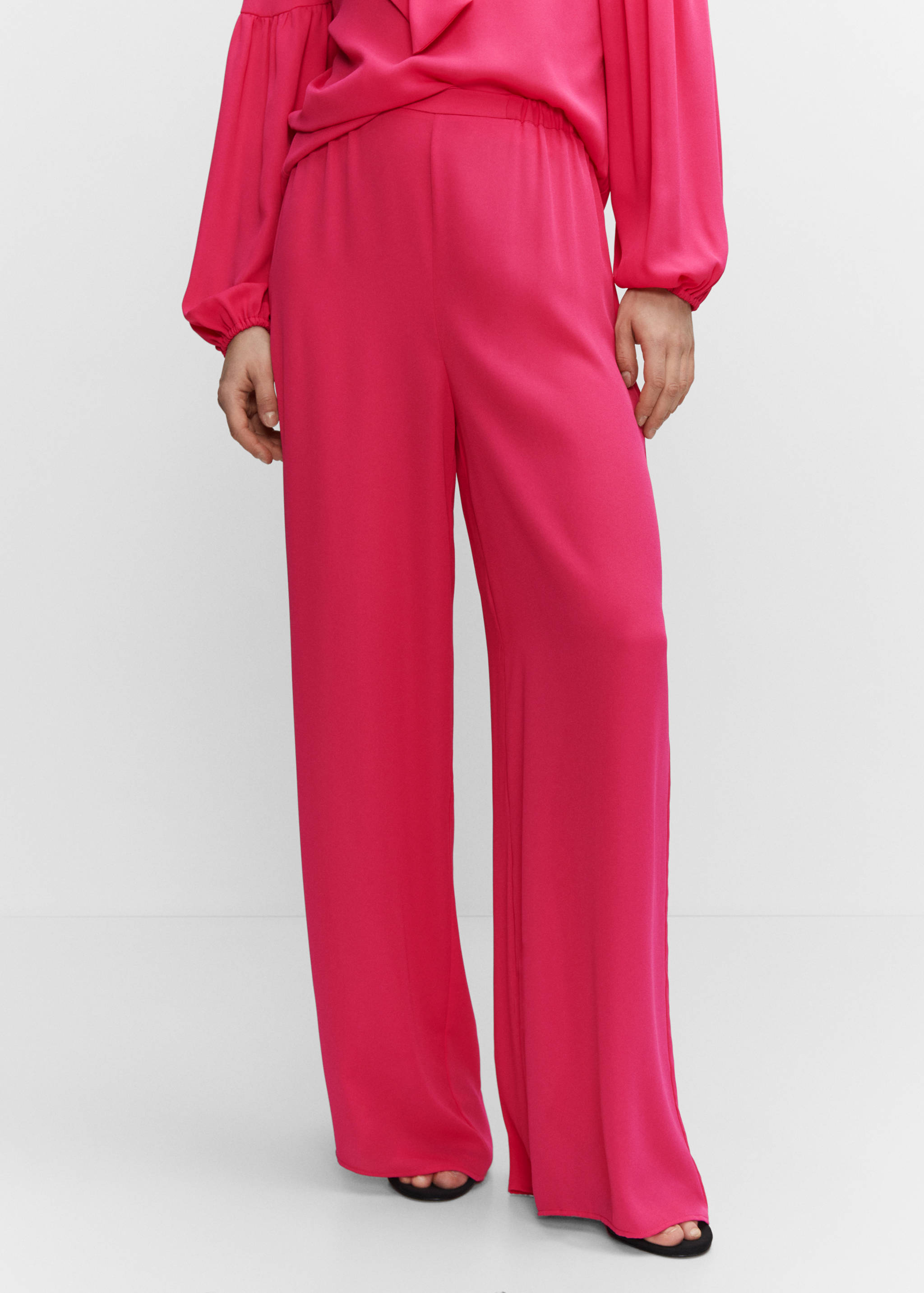 Wide leg trousers with elastic waist - Medium plane