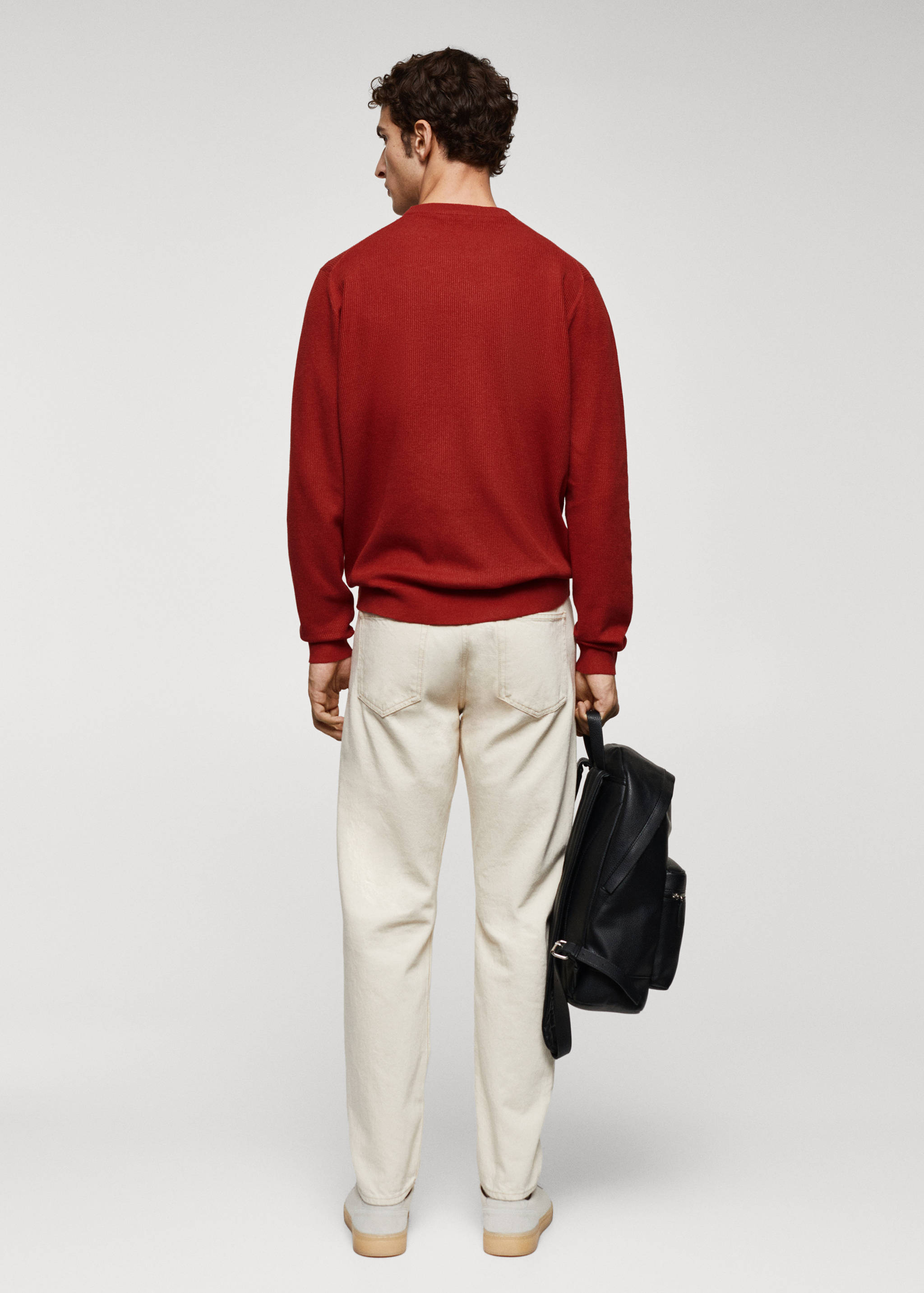 Bavlněný svetr se strukturou - Zadní strana zboží