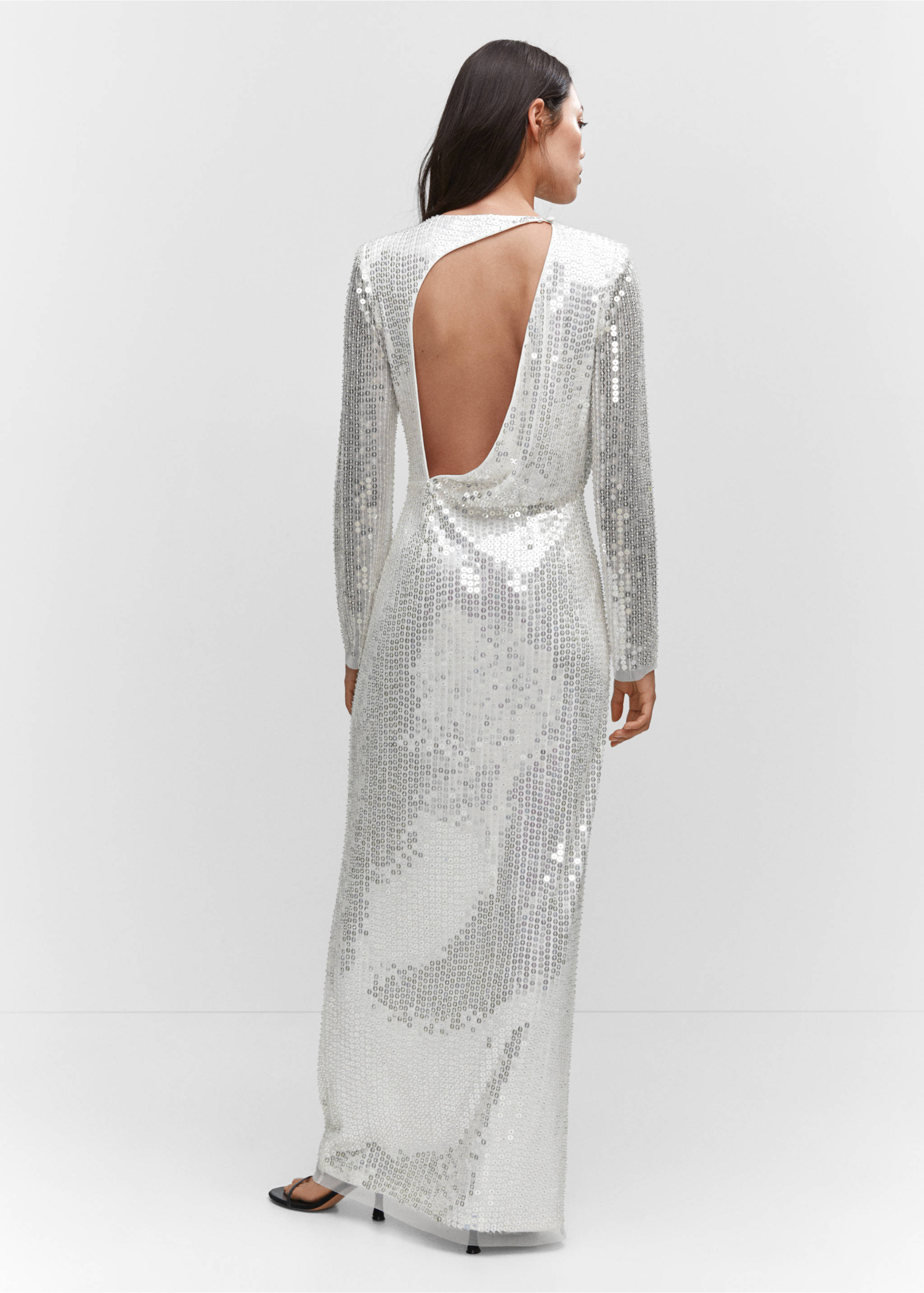 Robe paillettes ouverture - Verso de l’article, Blanc. Ref: 57040747-00.