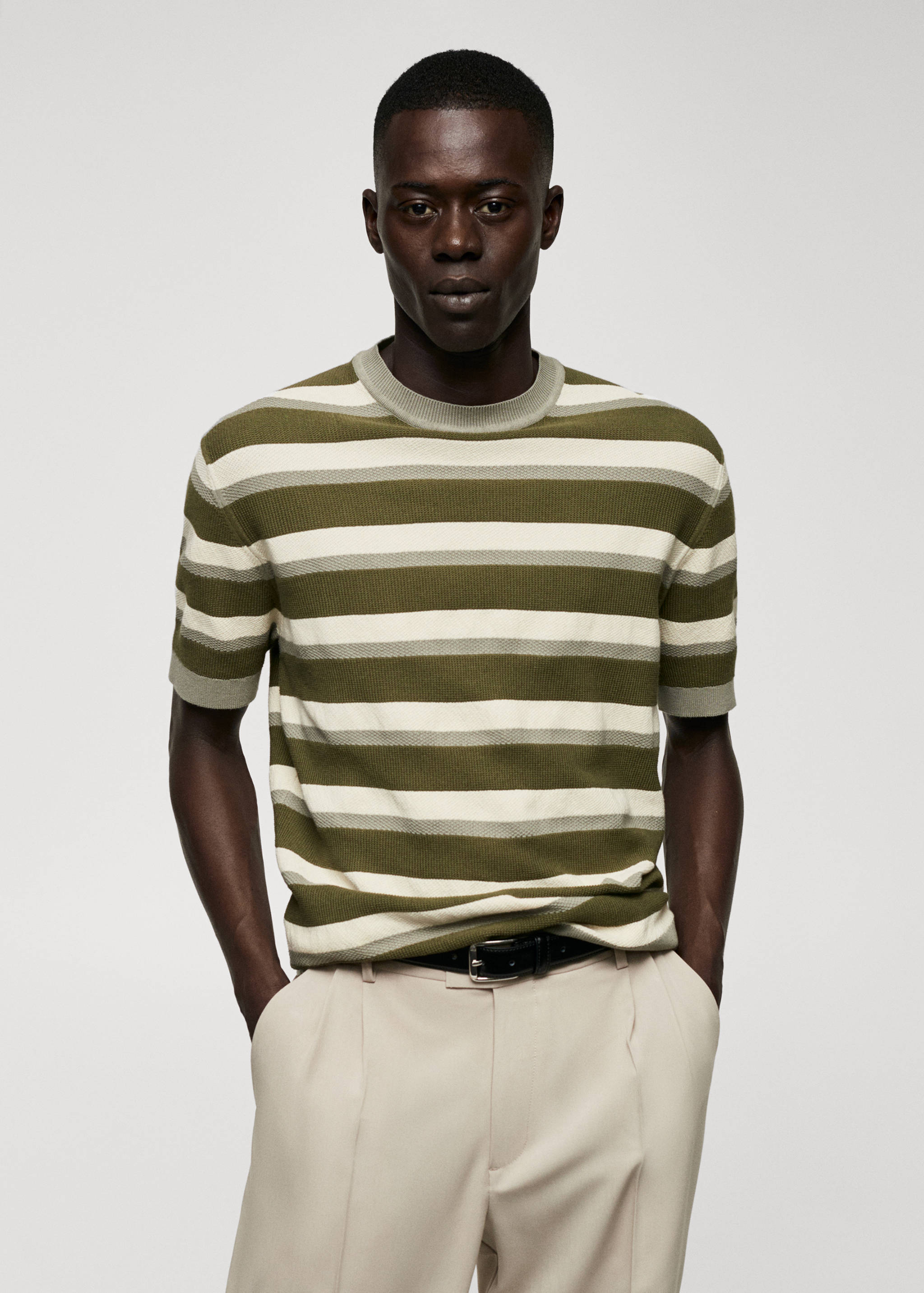 Samarreta punt cotó estructura ratlles - Pla mig