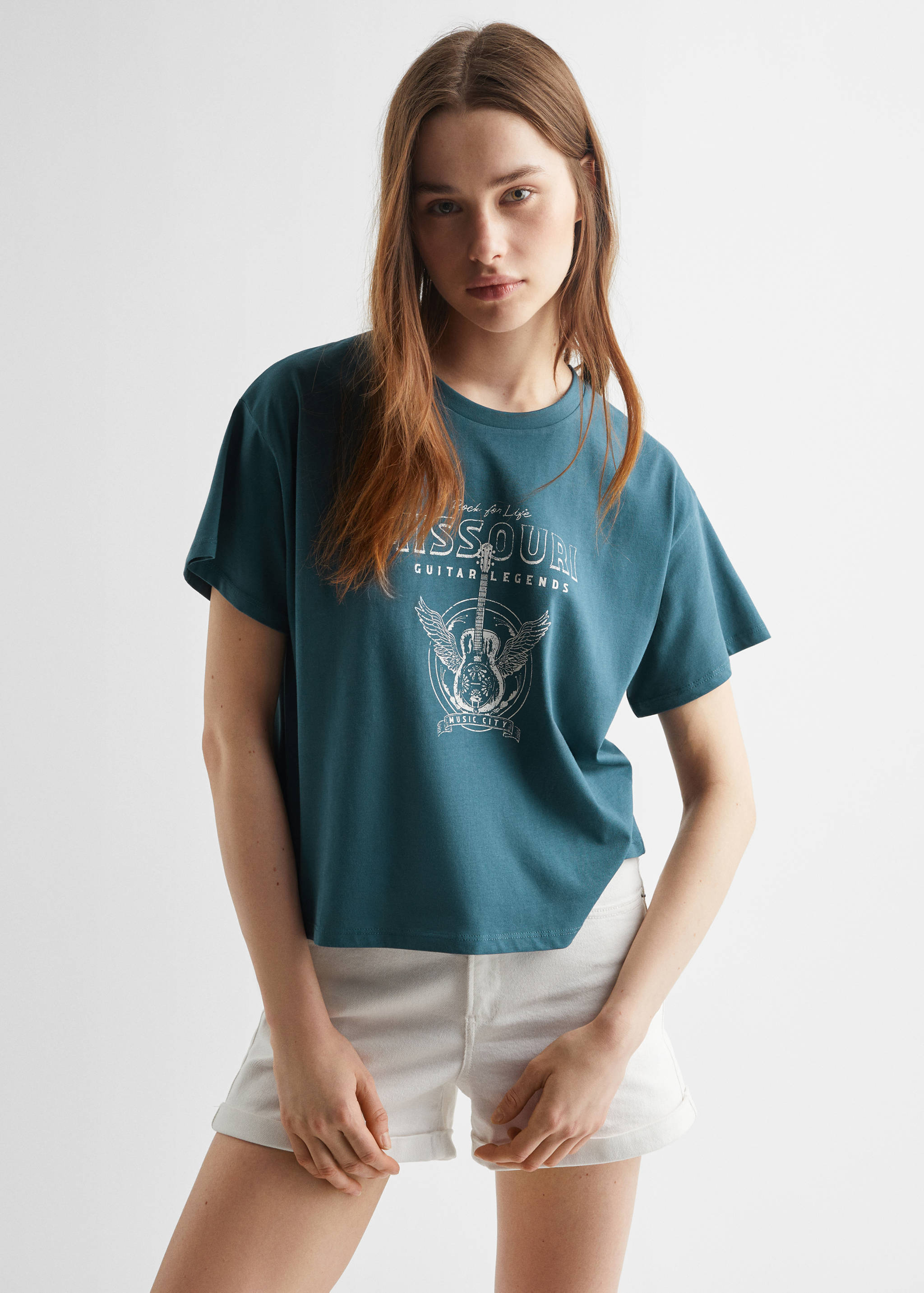 Printed cotton-blend T-shirt - Medium plane