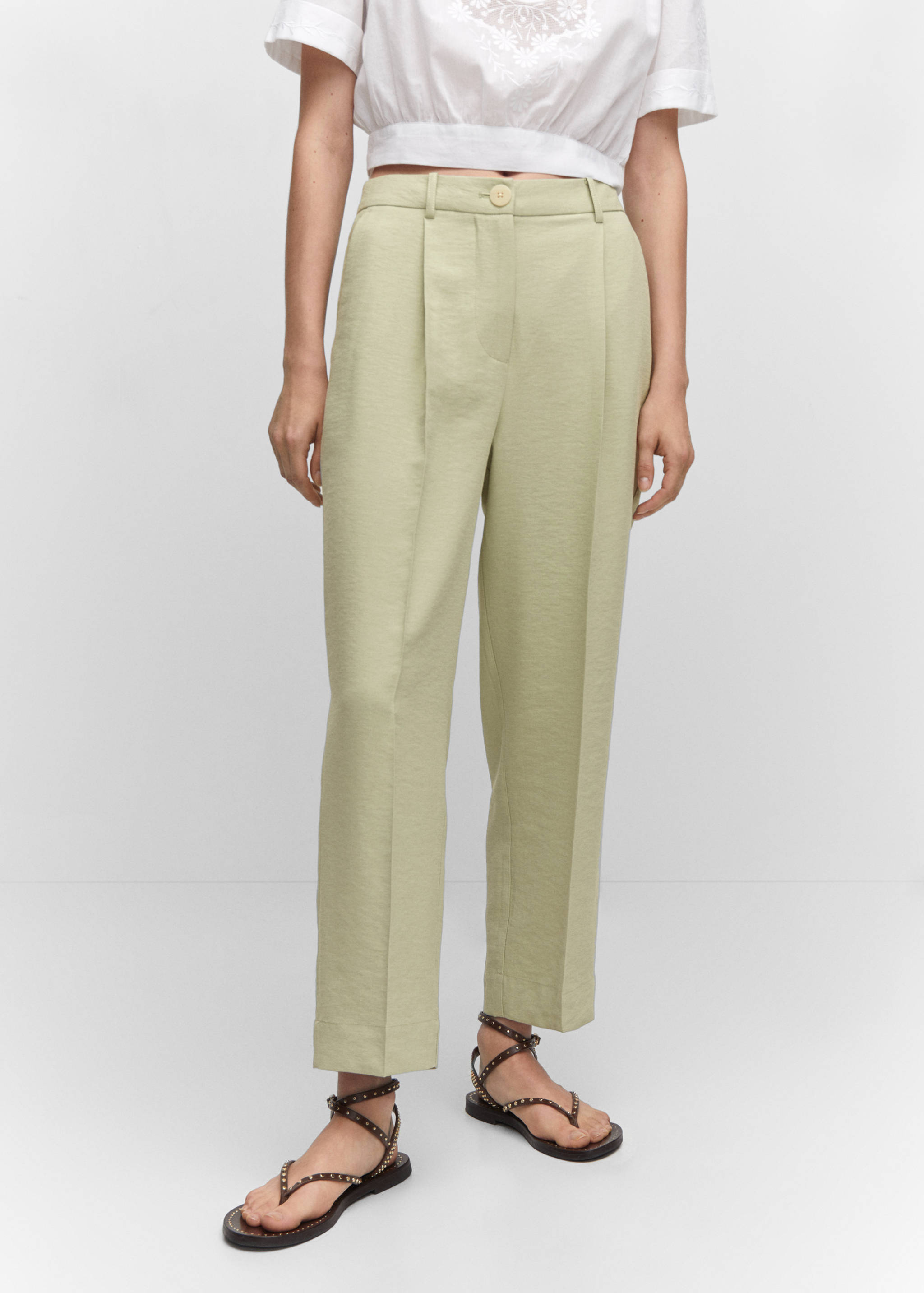 Straight-fit pleated trousers - Medium plane