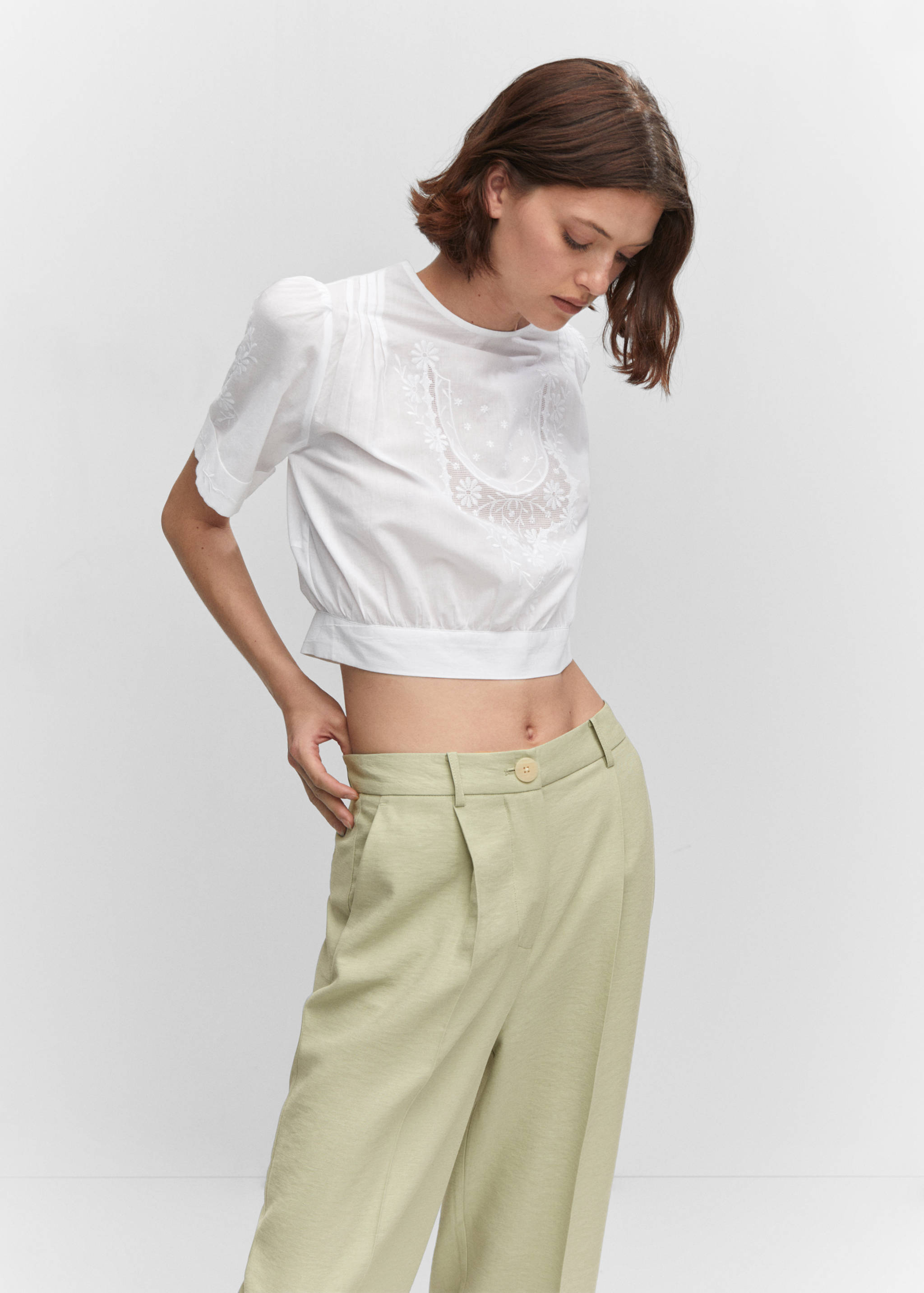 Straight-fit pleated trousers - Details of the article 1