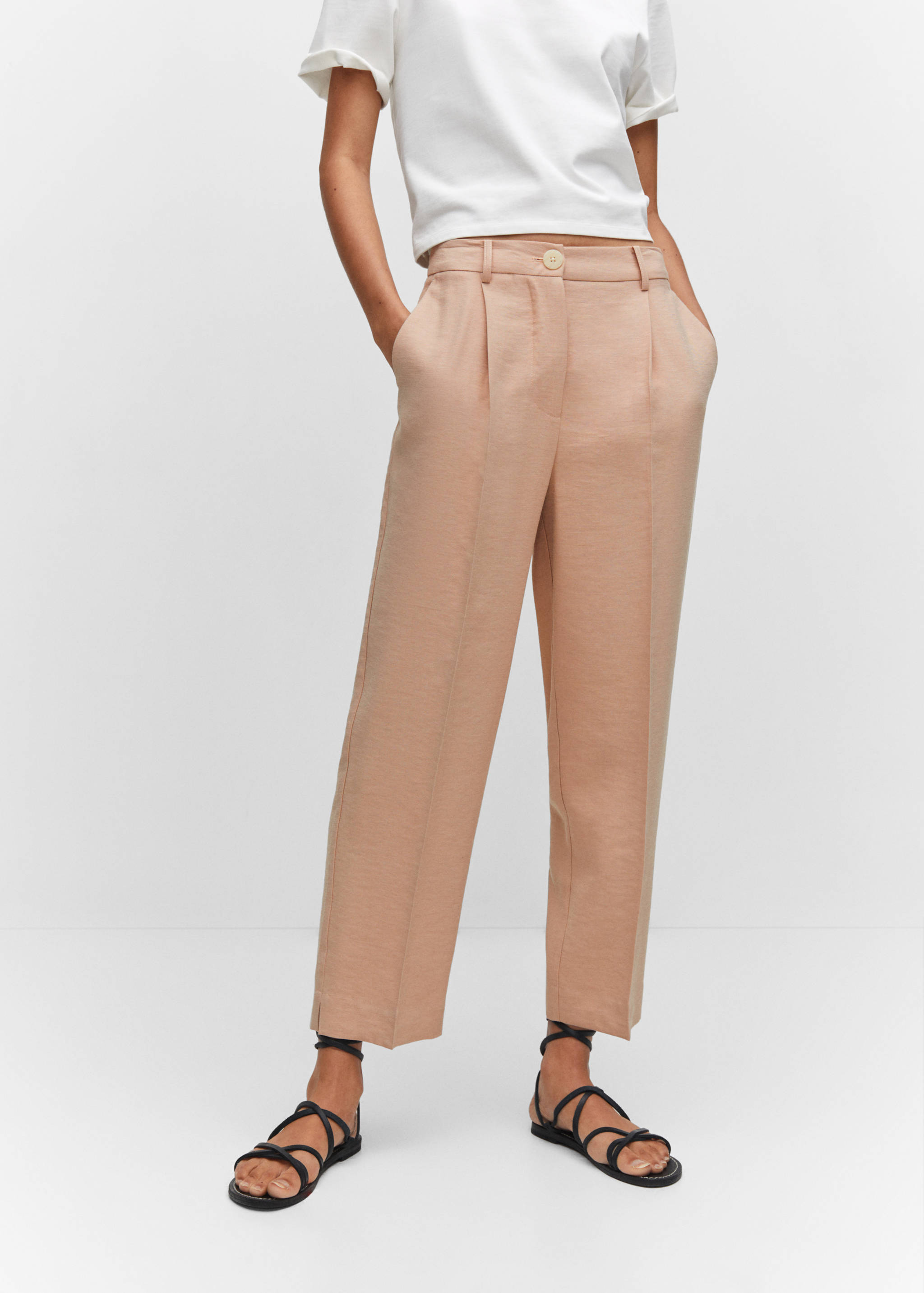 Pantalon droit pinces - Plan moyen