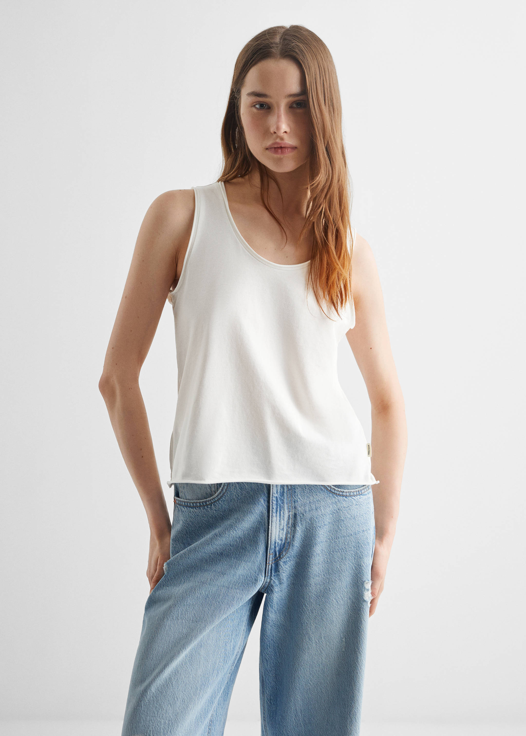 Strap cotton T-shirt - Medium plane