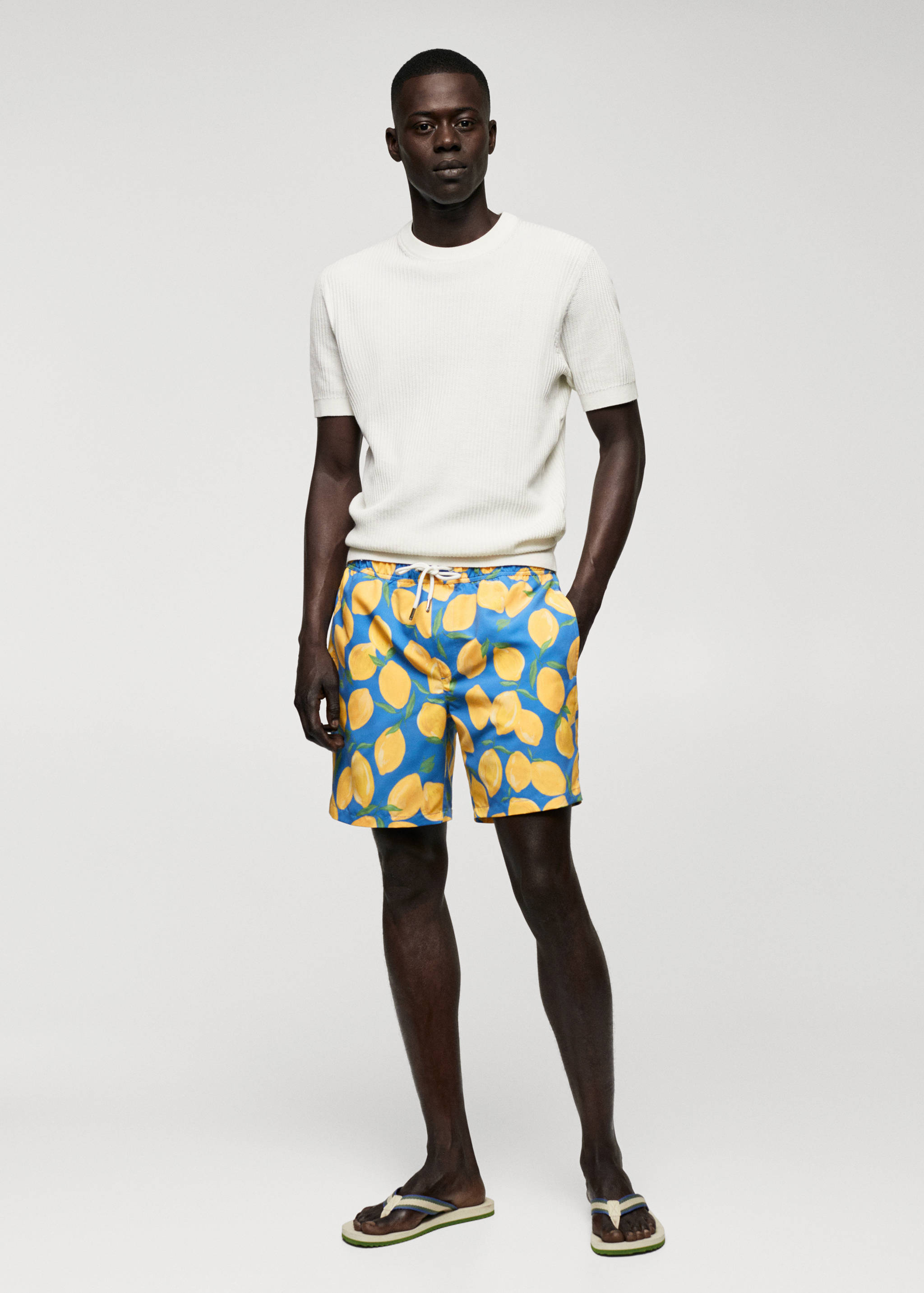 Lemon-print swimming trunks - General plane