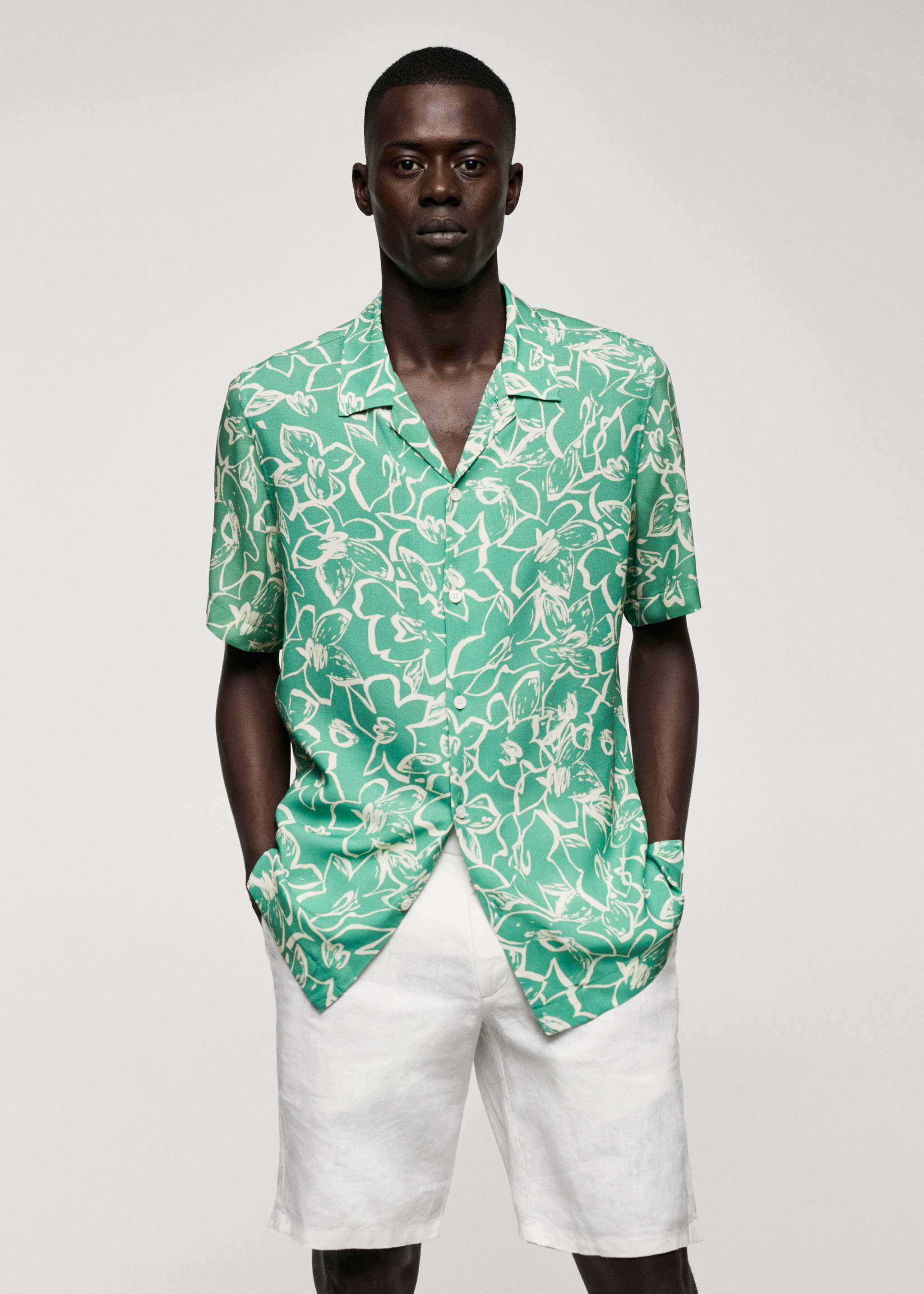 Camisa fluida estampat floral - Pla mig