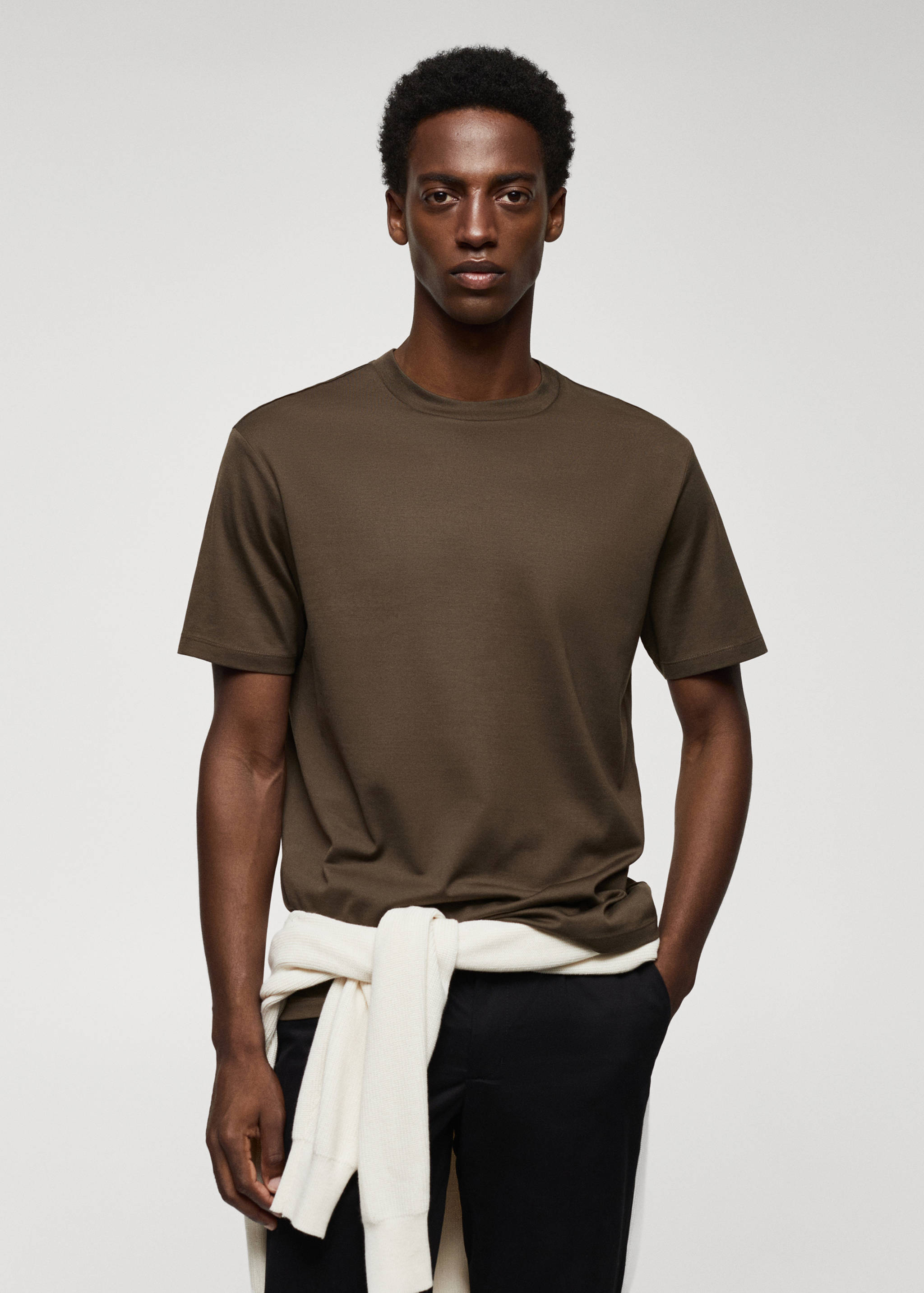 Mercerizované tričko regular fit - Náhled ve středové rovině